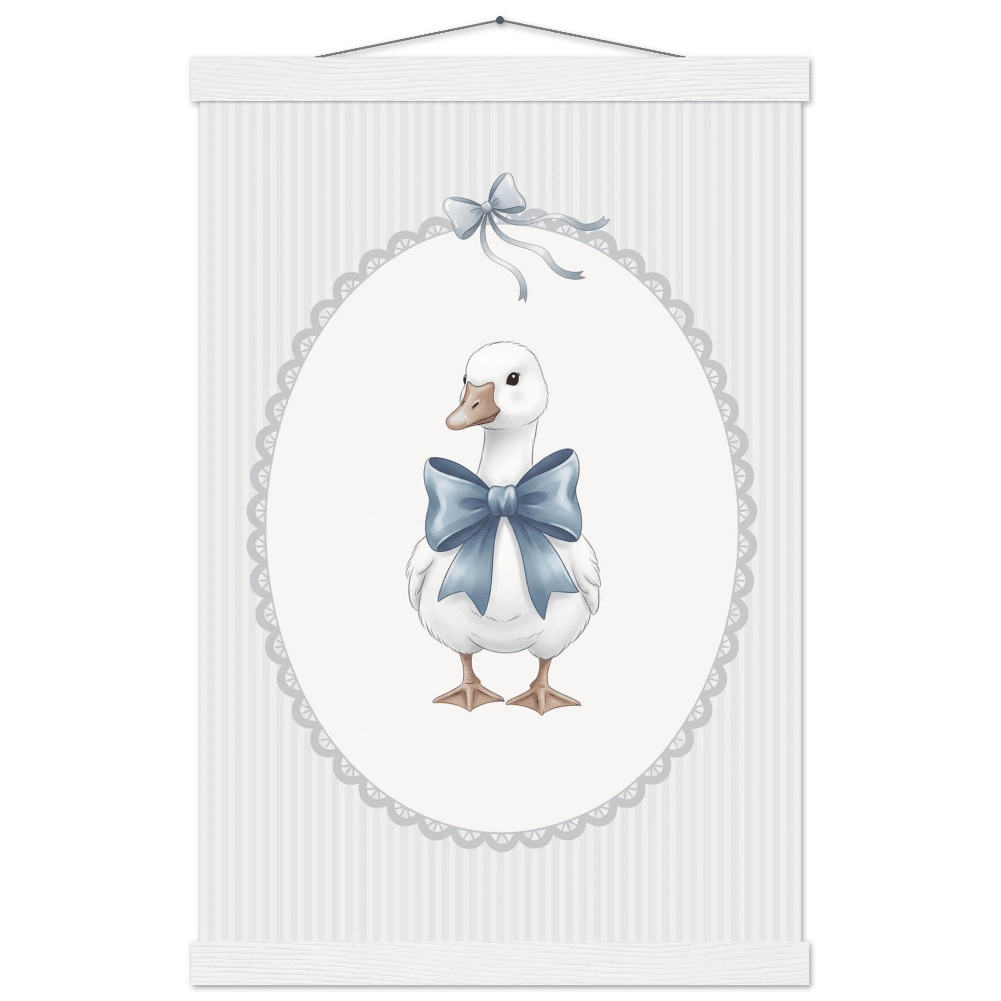Blue Bow Duck Nursery Poster – Sweet Baby Room Wall Art Print - Evergreen Posters