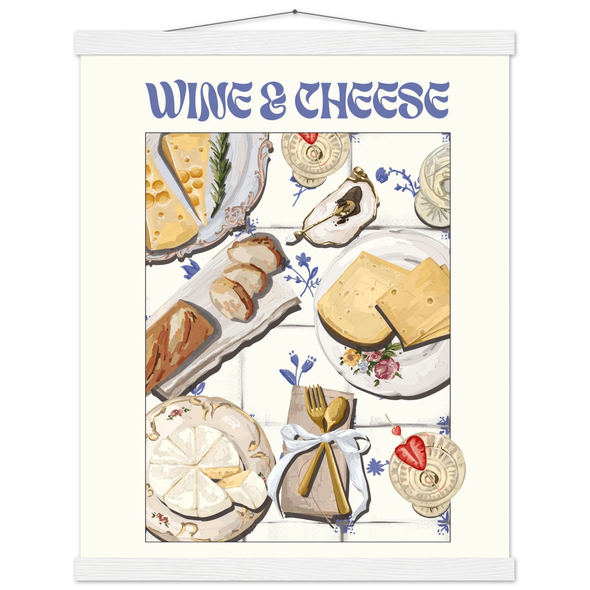 Wine & Cheese Poster – Elegant Kitchen & Dining Wall Art Print (Digital & Printed Options) - Evergreen Posters
