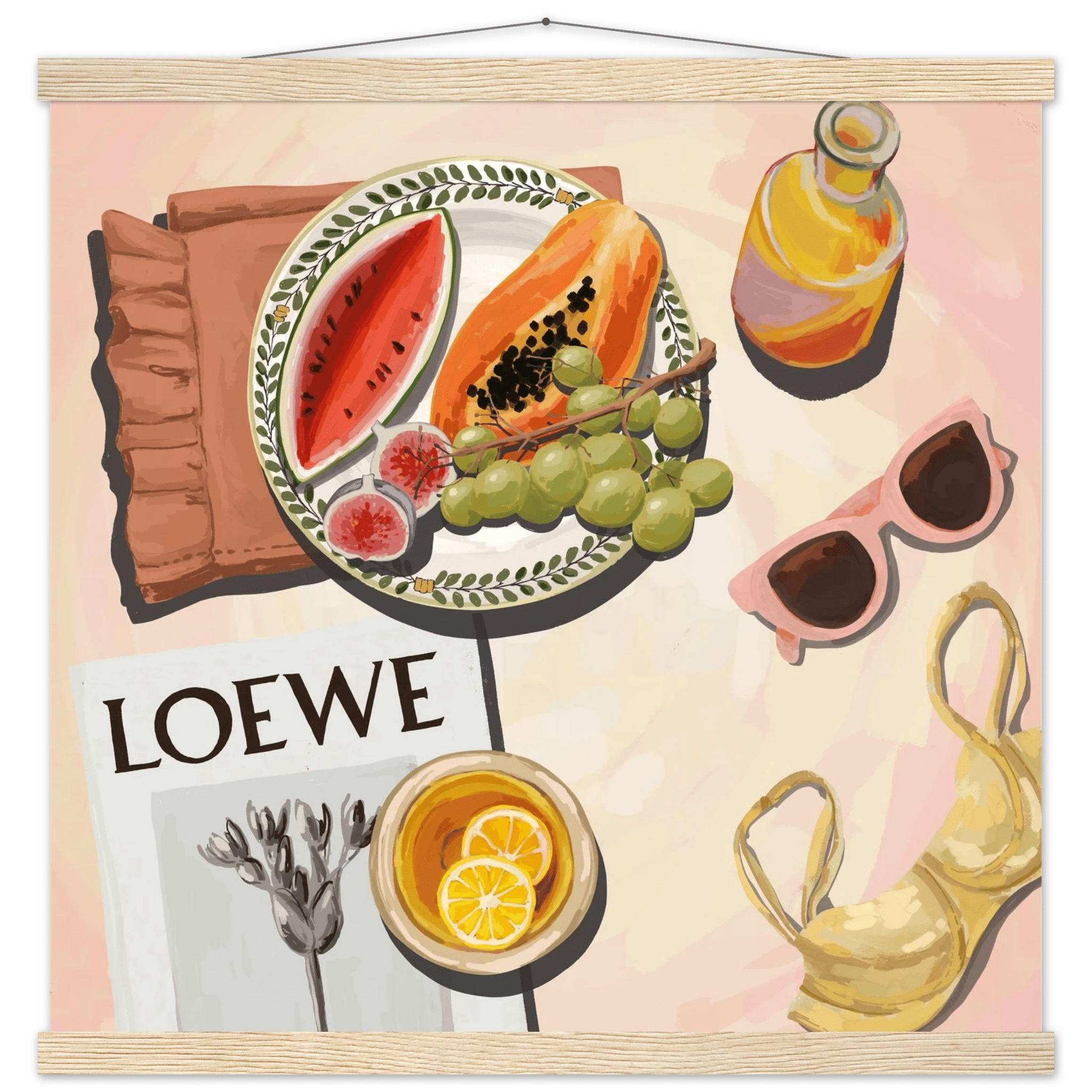 Loewe Summer Fruits Poster | Dopamine Decor Food Wall Art | Pastel Square Kitchen Print - Evergreen Posters - 35