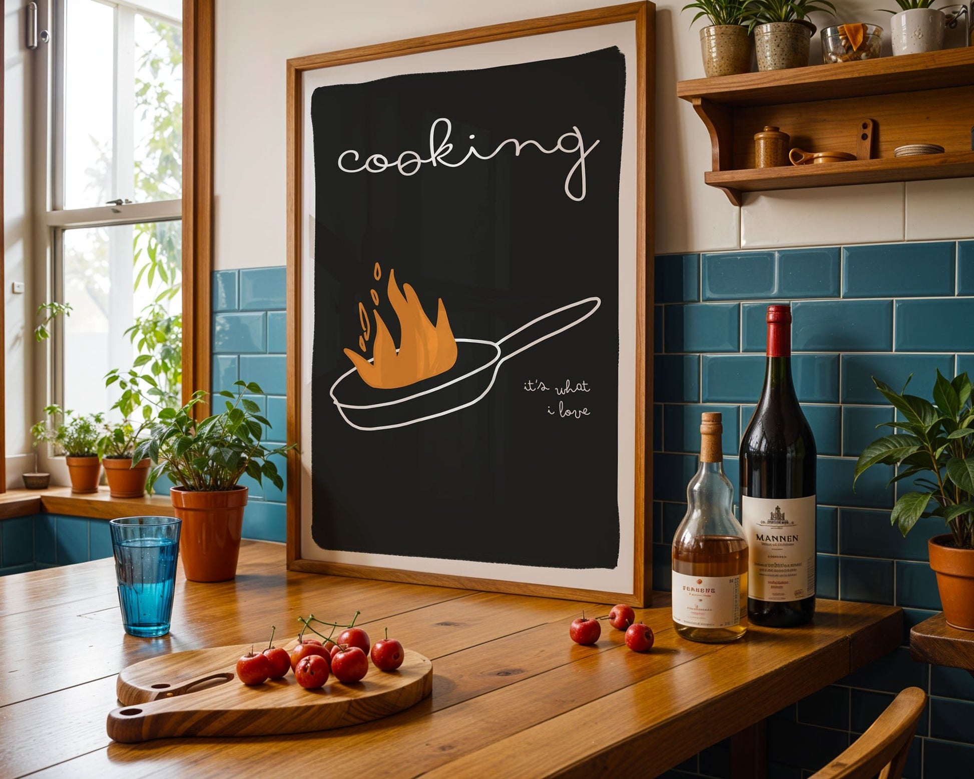 Cooking It's What I Love | Dark Kitchen Quote Wall Art Print - Evergreen Posters