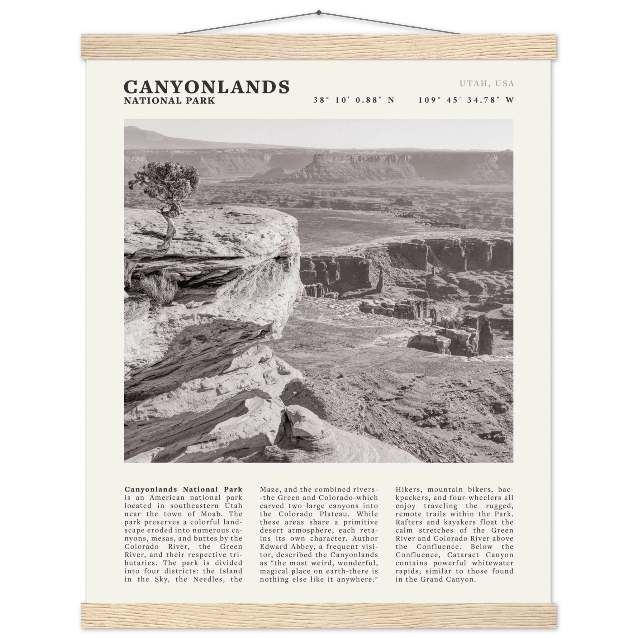 Canyonlands National Park Poster | Black & White Utah Wall Art | Canyon Travel Print - Evergreen Posters