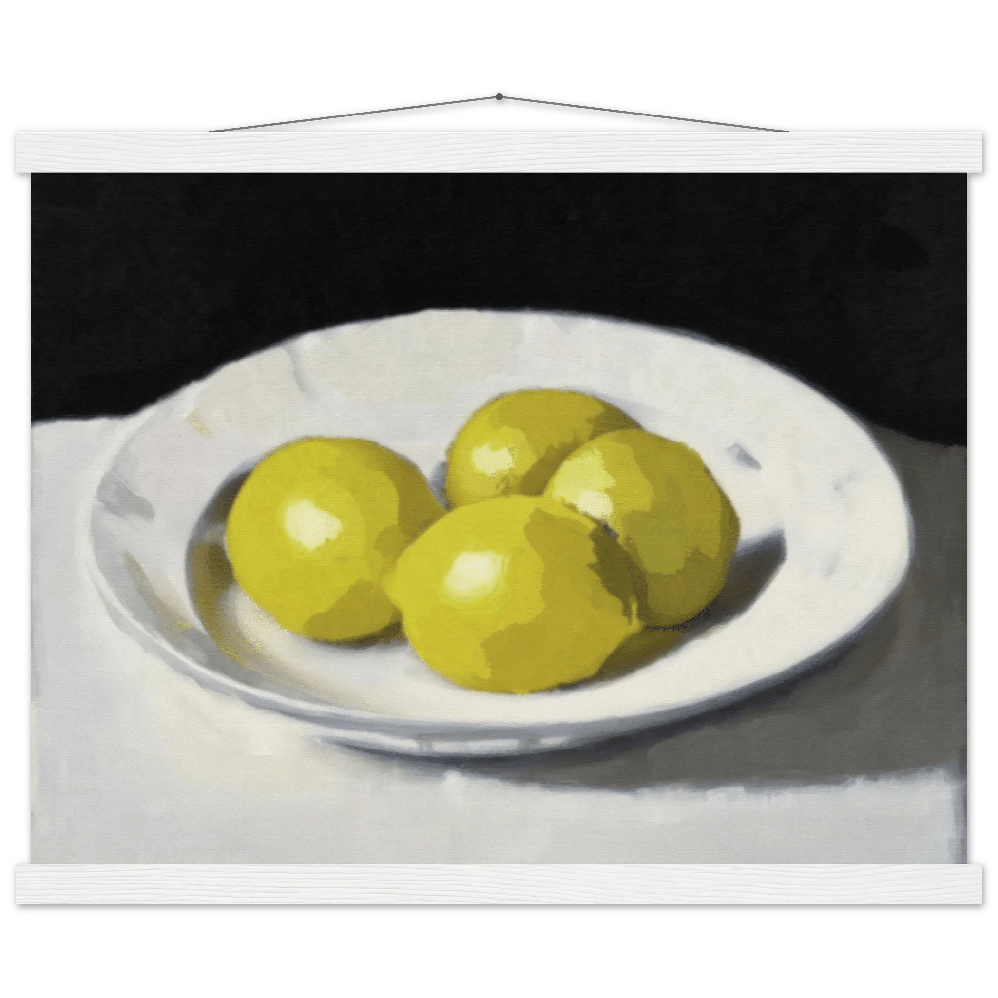 Lemons Print | Three Lemons Oil Painting Wall Art | Kitchen Still Life Poster - Evergreen Posters