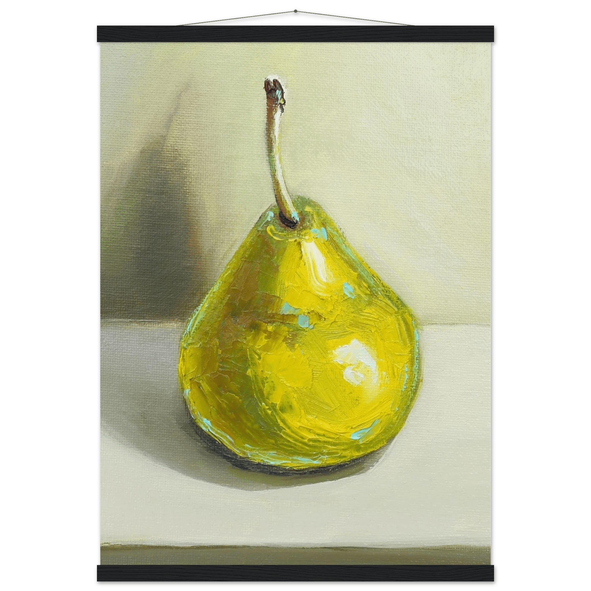 Pear Print | Green Pear Oil Painting Wall Art | Kitchen Poster - Evergreen Posters