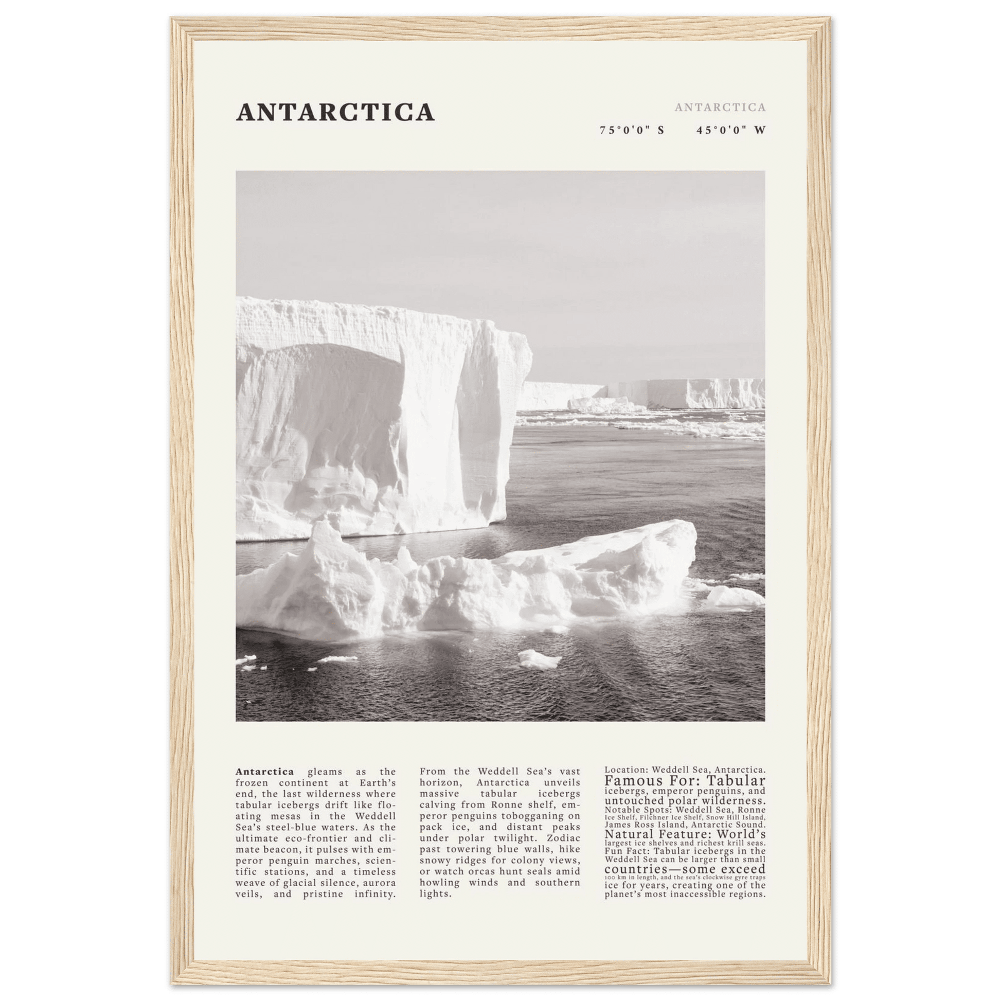 Antarctica Poster Black and White – Vintage Weddell Sea Iceberg Print (Digital & Printed Options) - Evergreen Posters