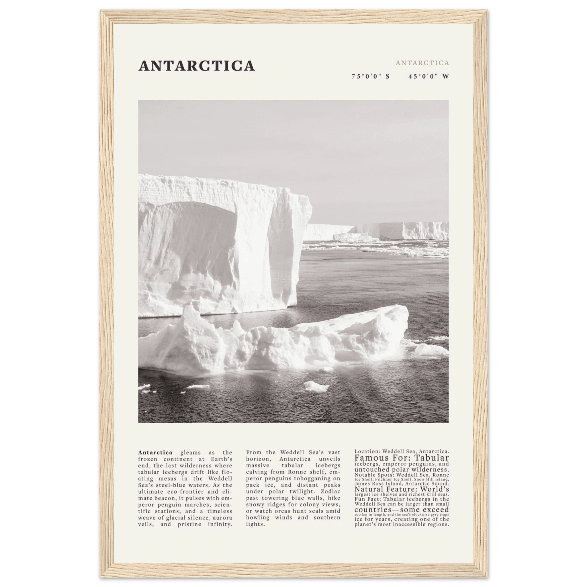 Antarctica Poster Black and White – Vintage Weddell Sea Iceberg Print (Digital & Printed Options) - Evergreen Posters