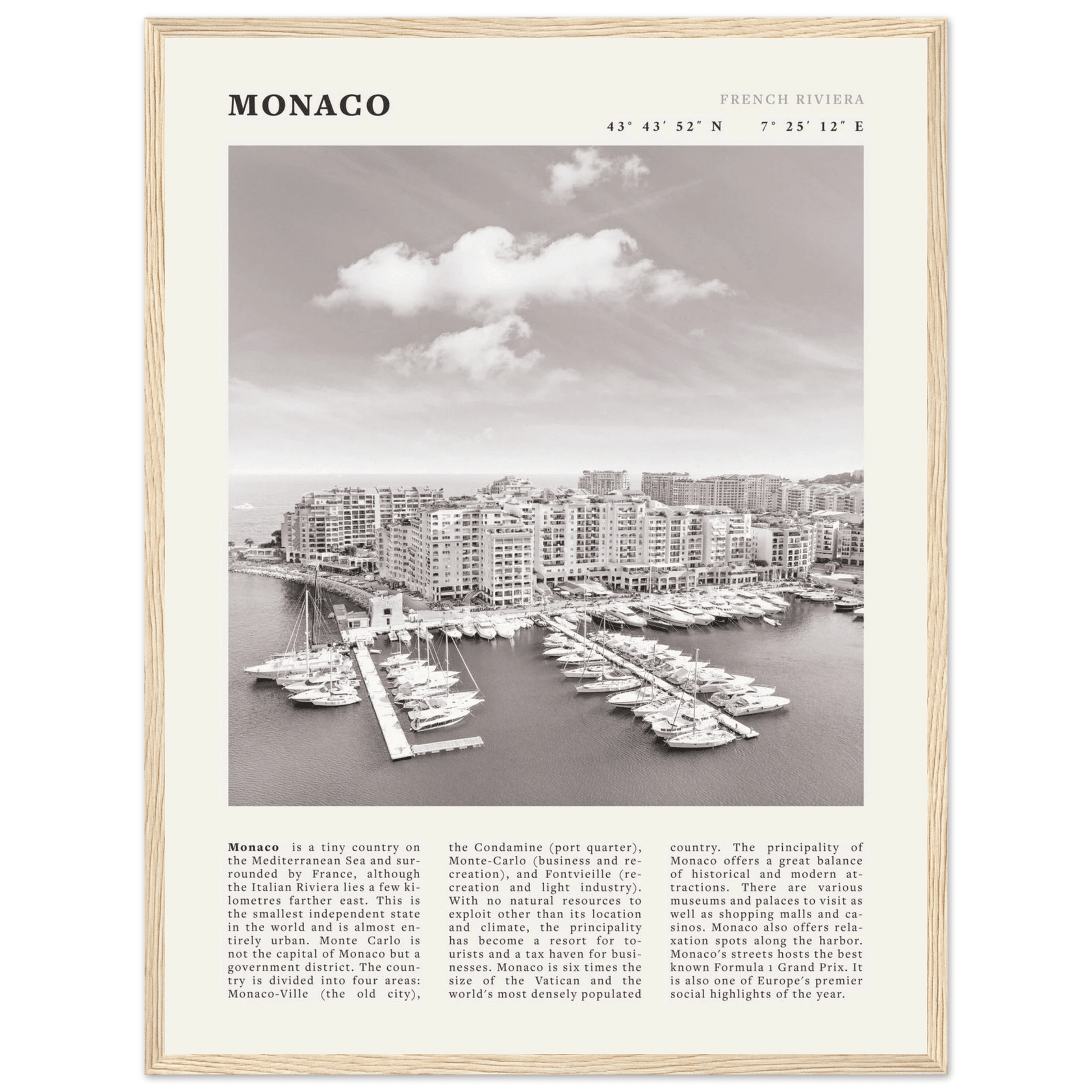 Monaco Poster Black and White – Vintage Monte Carlo Harbor Print (Digital & Printed Options) - Evergreen Posters