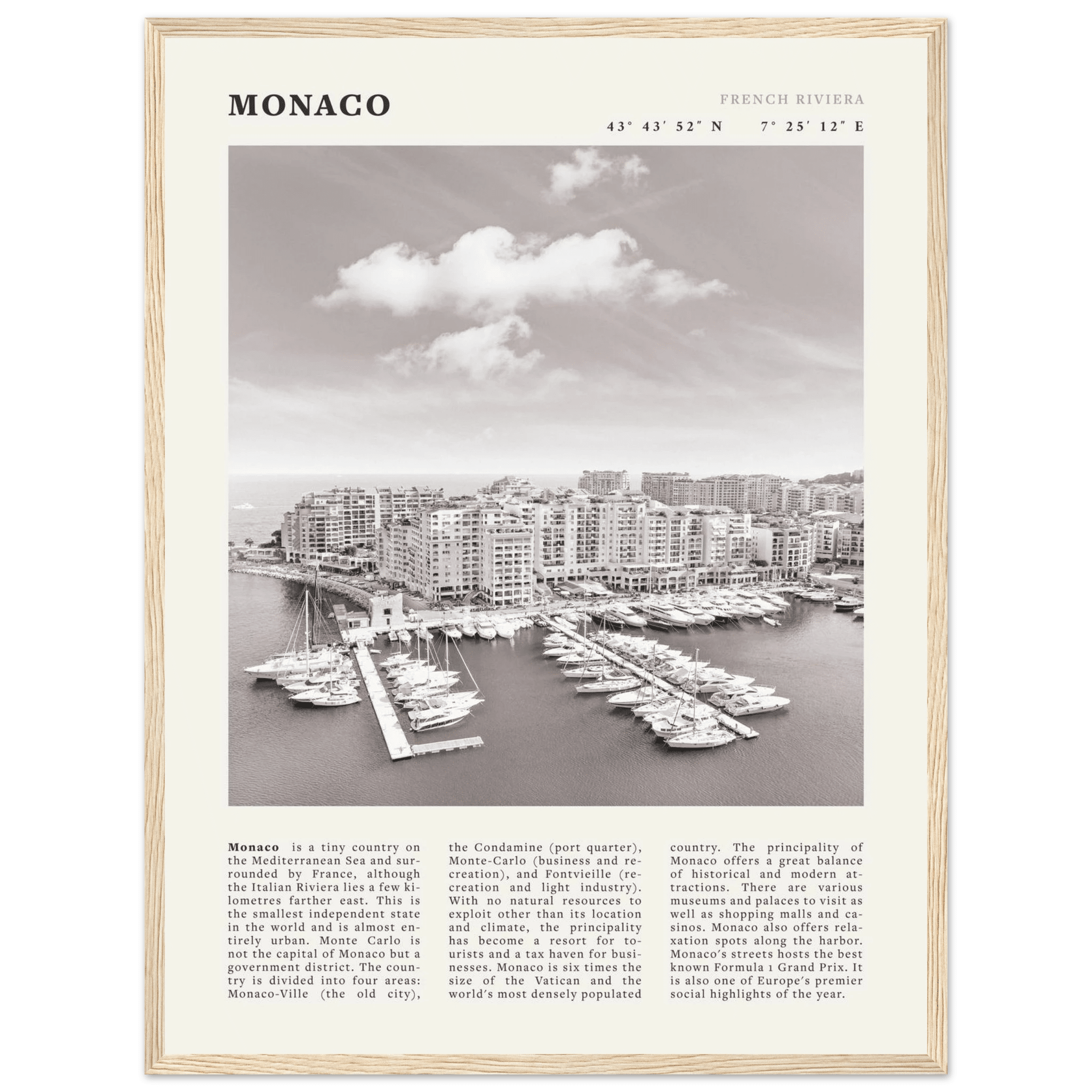 Monaco Poster Black and White – Vintage Monte Carlo Harbor Print (Digital & Printed Options) - Evergreen Posters
