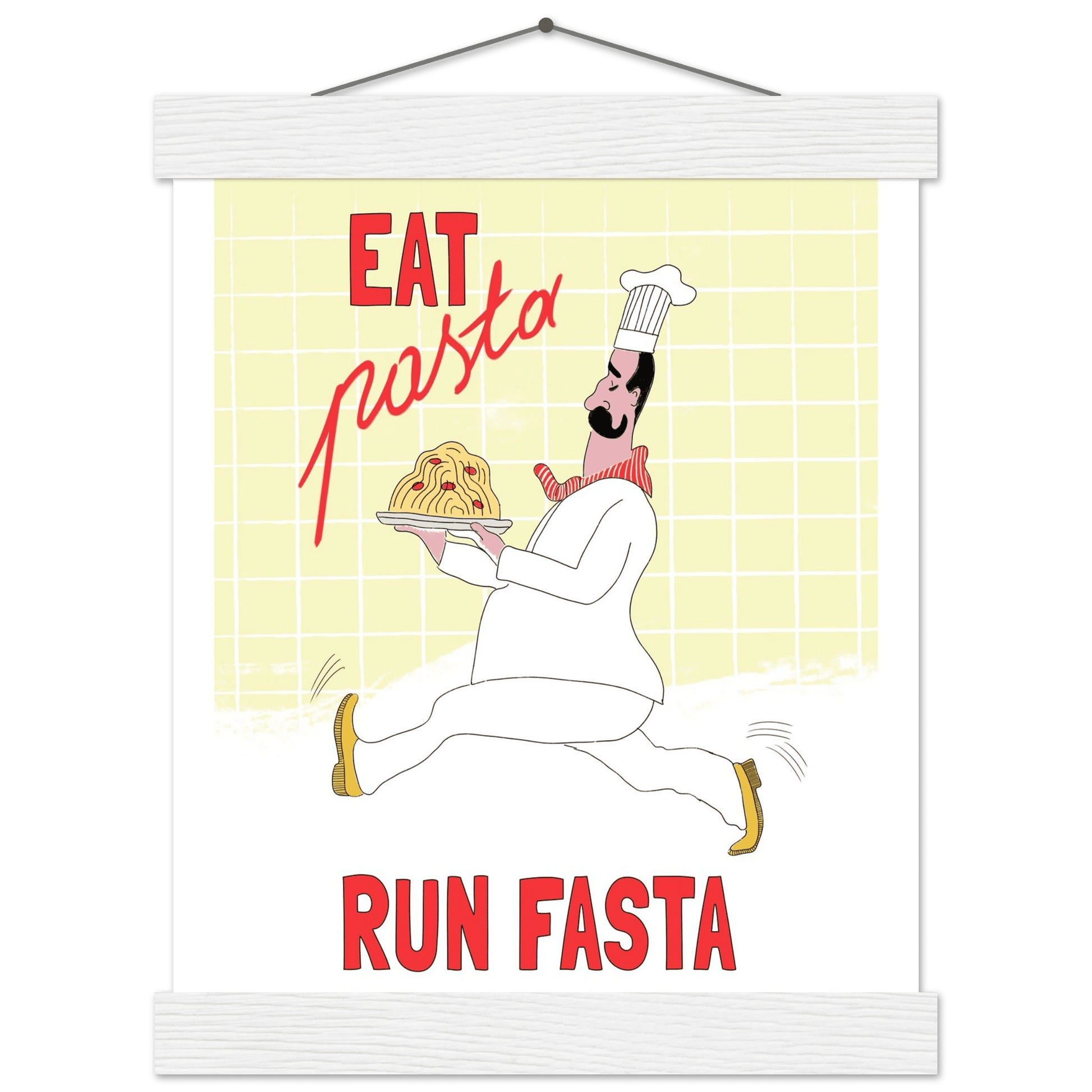 Eat Pasta Run Fasta Poster – Playful Kitchen Wall Art Print (Digital & Printed Options) - Evergreen Posters