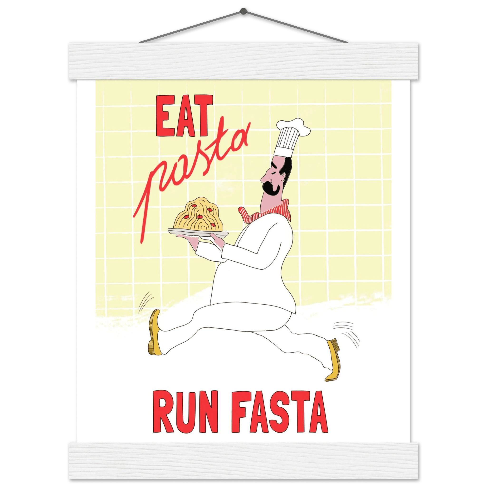 Eat Pasta Run Fasta Poster – Playful Kitchen Wall Art Print (Digital & Printed Options) - Evergreen Posters