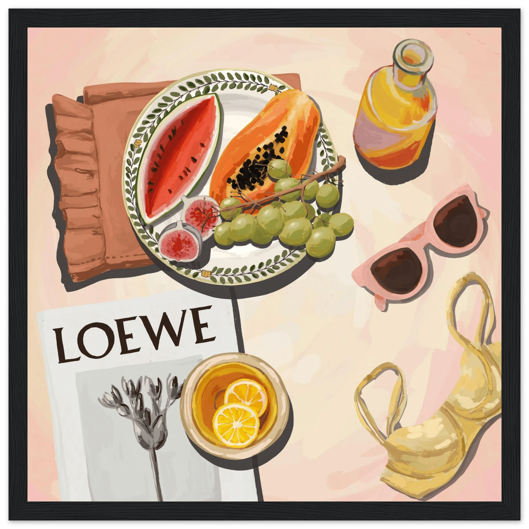 Loewe Summer Fruits Poster | Dopamine Decor Food Wall Art | Pastel Square Kitchen Print - Evergreen Posters - 19