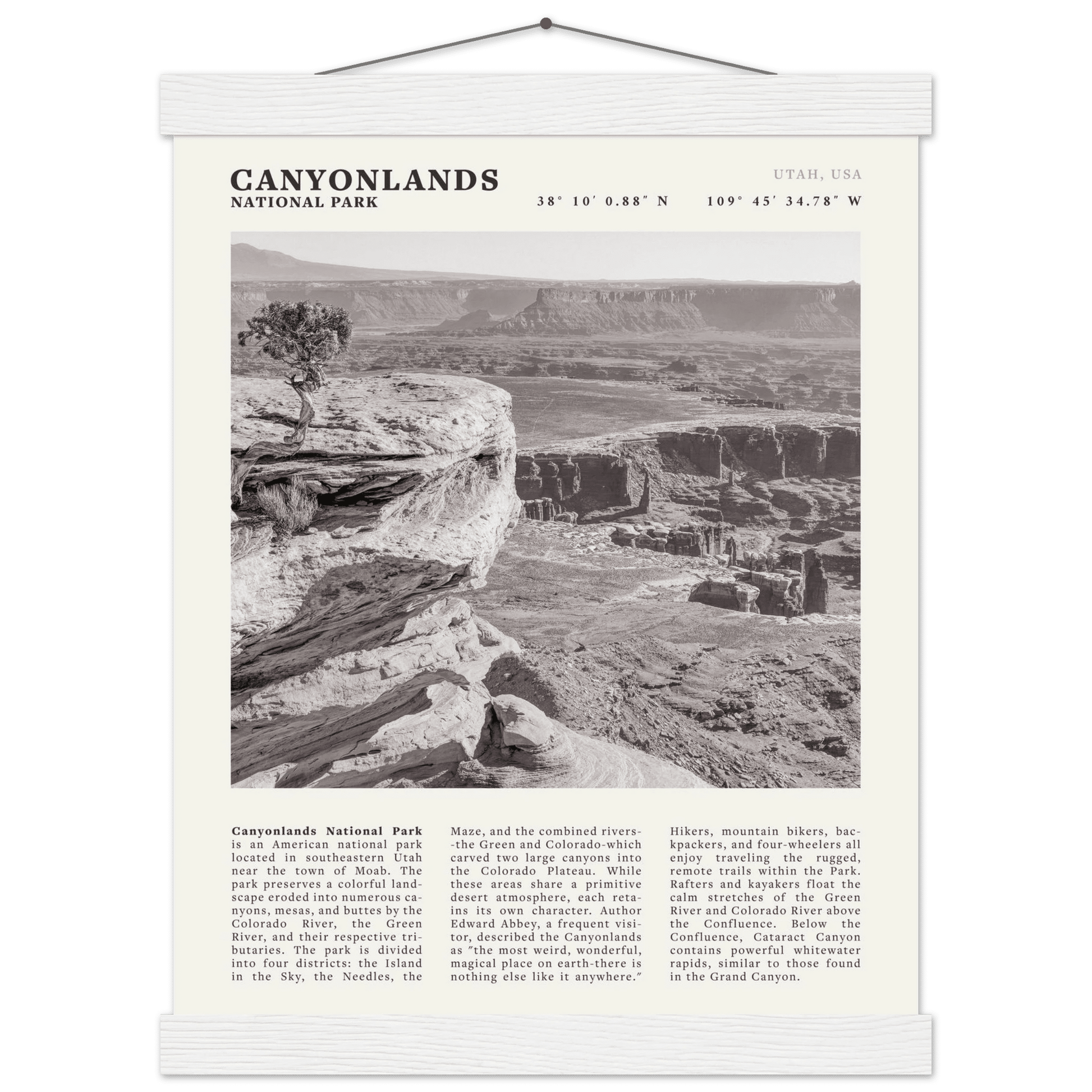 Canyonlands National Park Poster | Black & White Utah Wall Art | Canyon Travel Print - Evergreen Posters