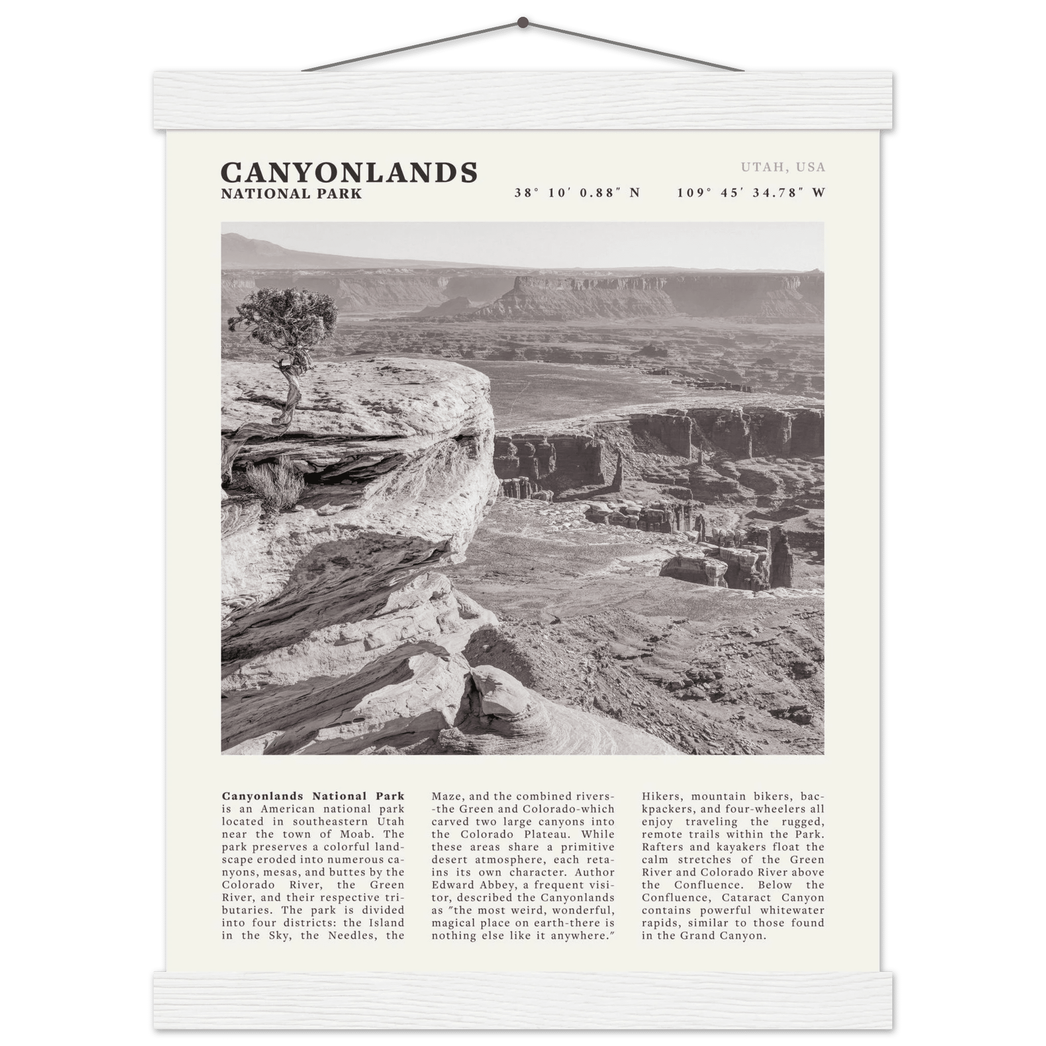 Canyonlands National Park Poster | Black & White Utah Wall Art | Canyon Travel Print - Evergreen Posters