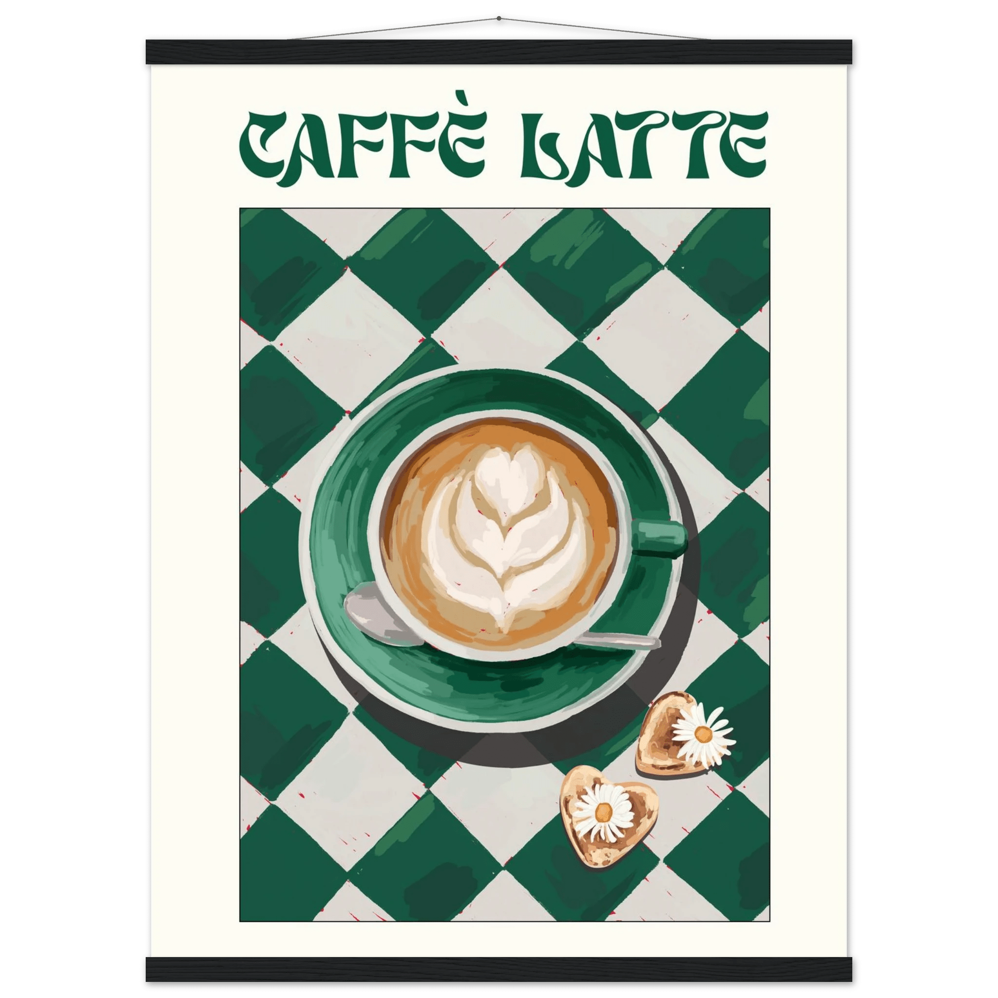 Caffè Latte Poster – Playful Coffee Kitchen Wall Art Print (Digital & Printed Options) - Evergreen Posters