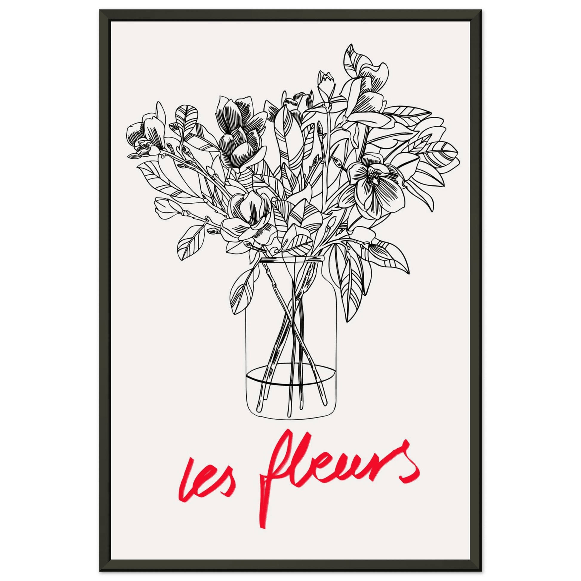 Les Fleurs Botanical Poster | French Flower Line Art Print | Minimalist Floral Wall Decor - Evergreen Posters