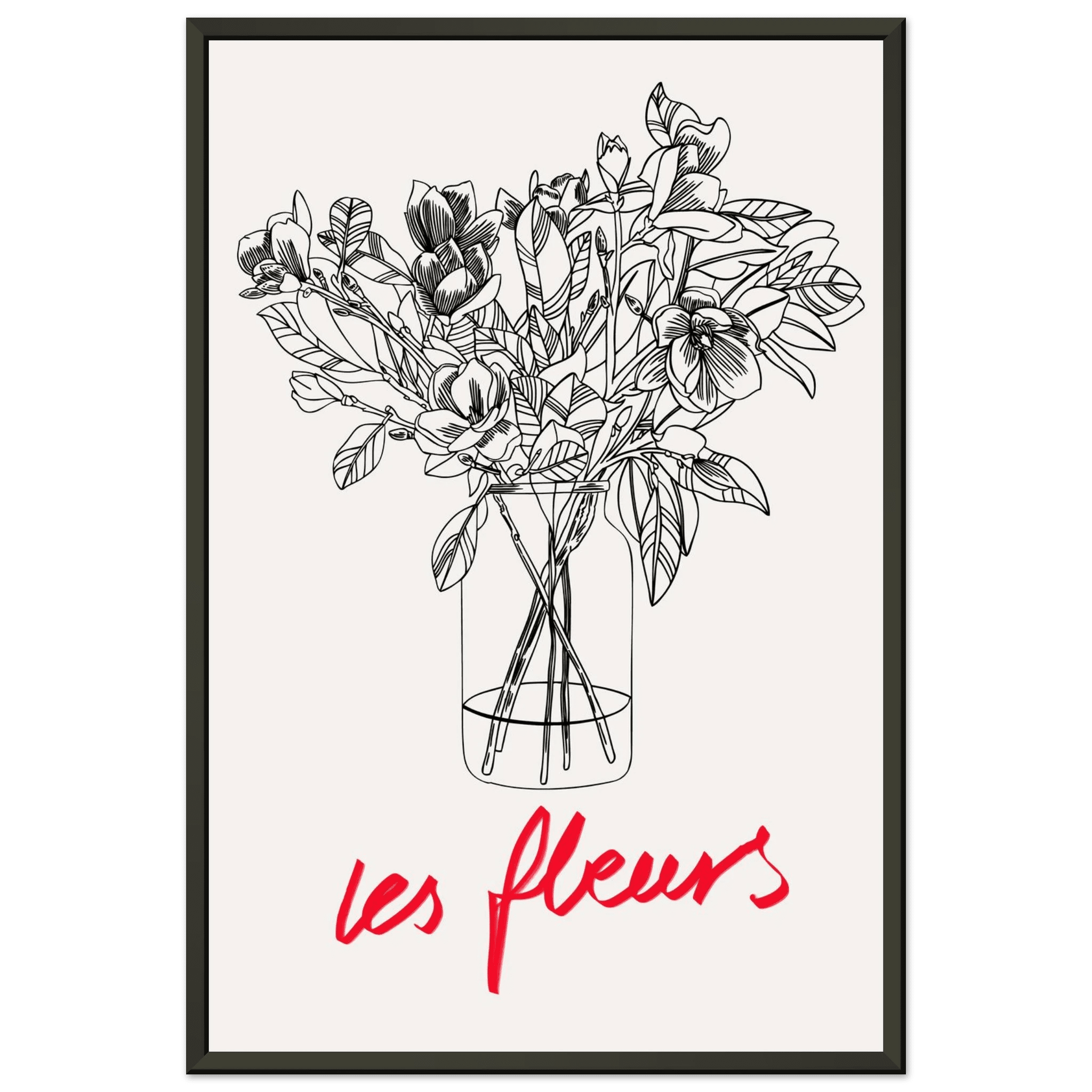 Les Fleurs Botanical Poster | French Flower Line Art Print | Minimalist Floral Wall Decor - Evergreen Posters