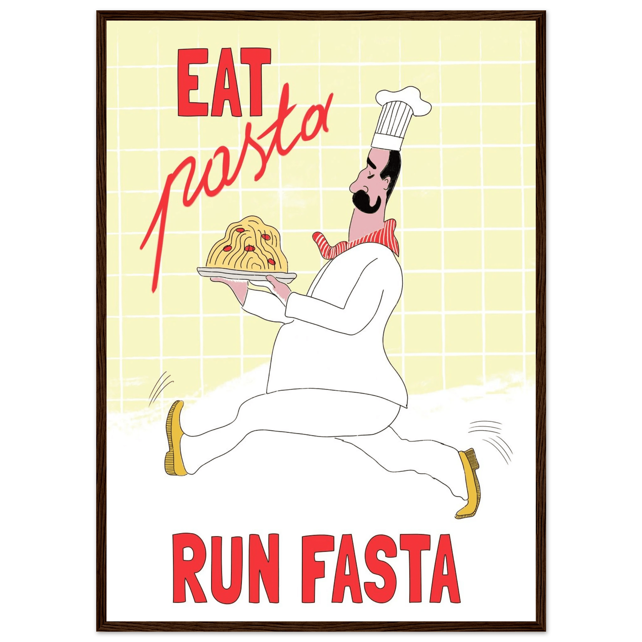 Eat Pasta Run Fasta Poster – Playful Kitchen Wall Art Print (Digital & Printed Options) - Evergreen Posters