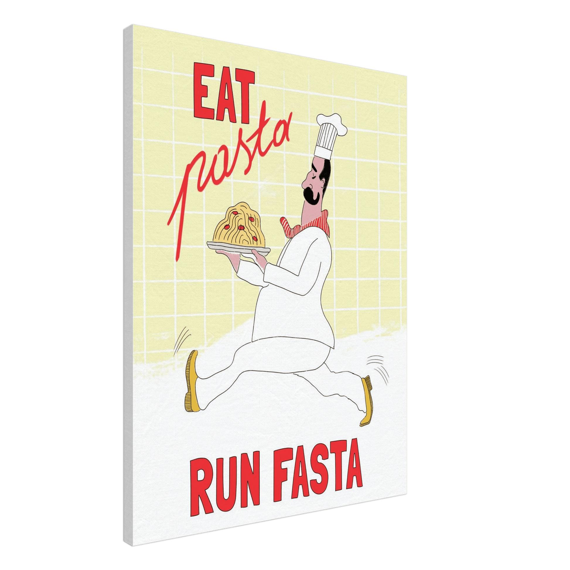 Eat Pasta Run Fasta Poster – Playful Kitchen Wall Art Print (Digital & Printed Options) - Evergreen Posters