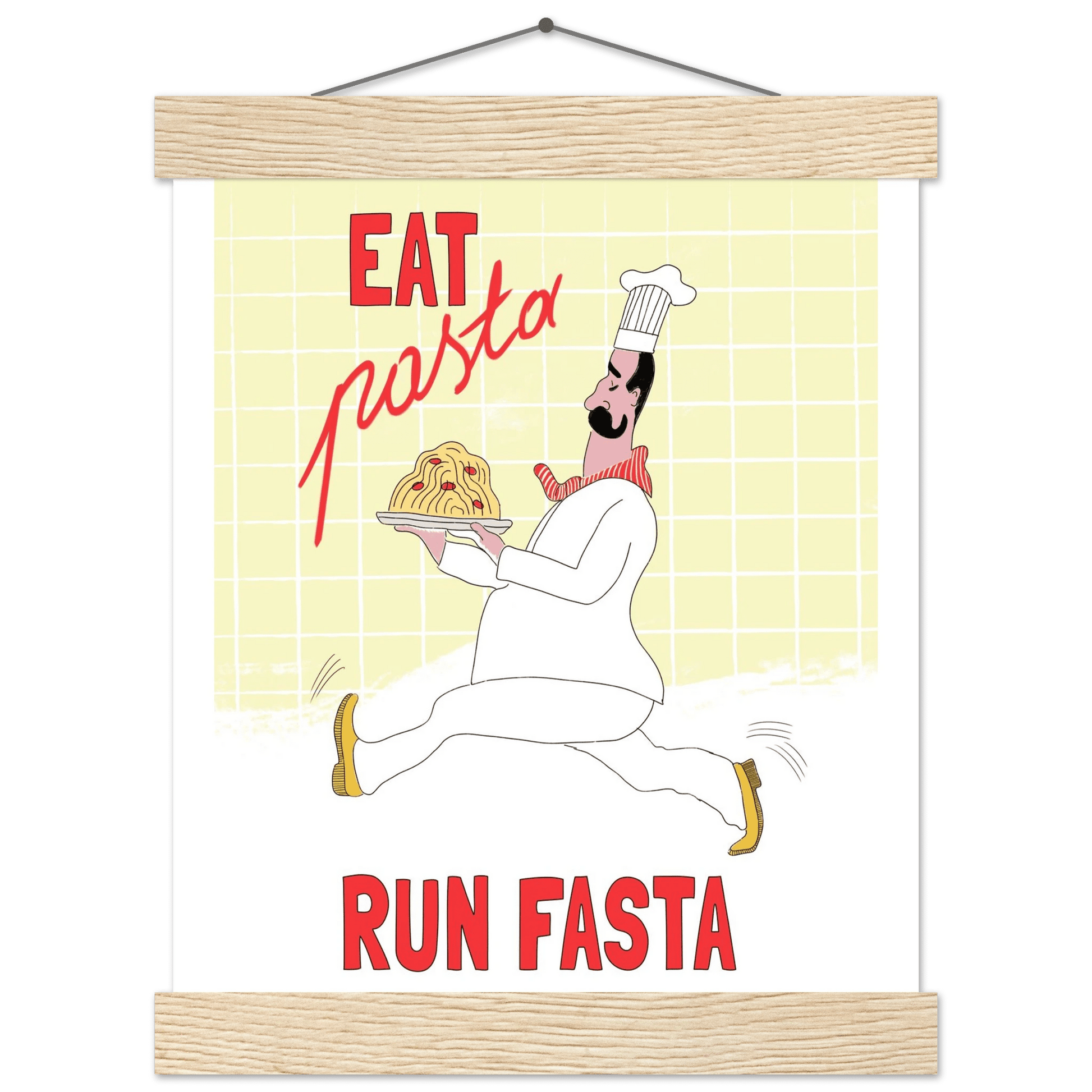 Eat Pasta Run Fasta Poster – Playful Kitchen Wall Art Print (Digital & Printed Options) - Evergreen Posters