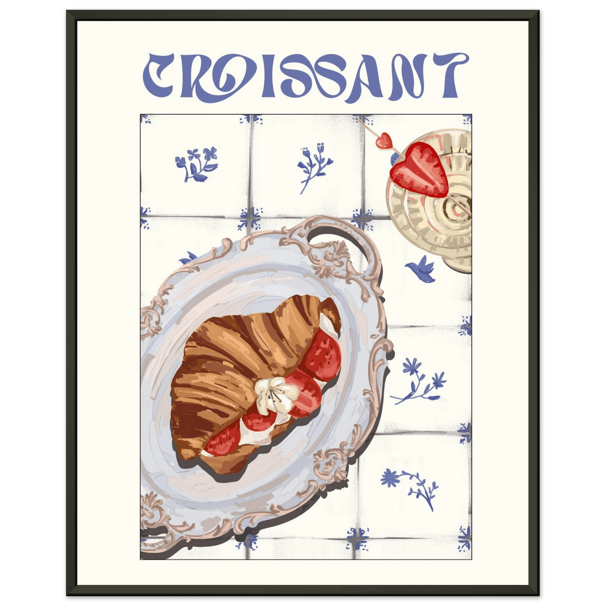 Croissant Poster – Charming French Breakfast Kitchen Wall Art Print (Digital & Printed Options) - Evergreen Posters