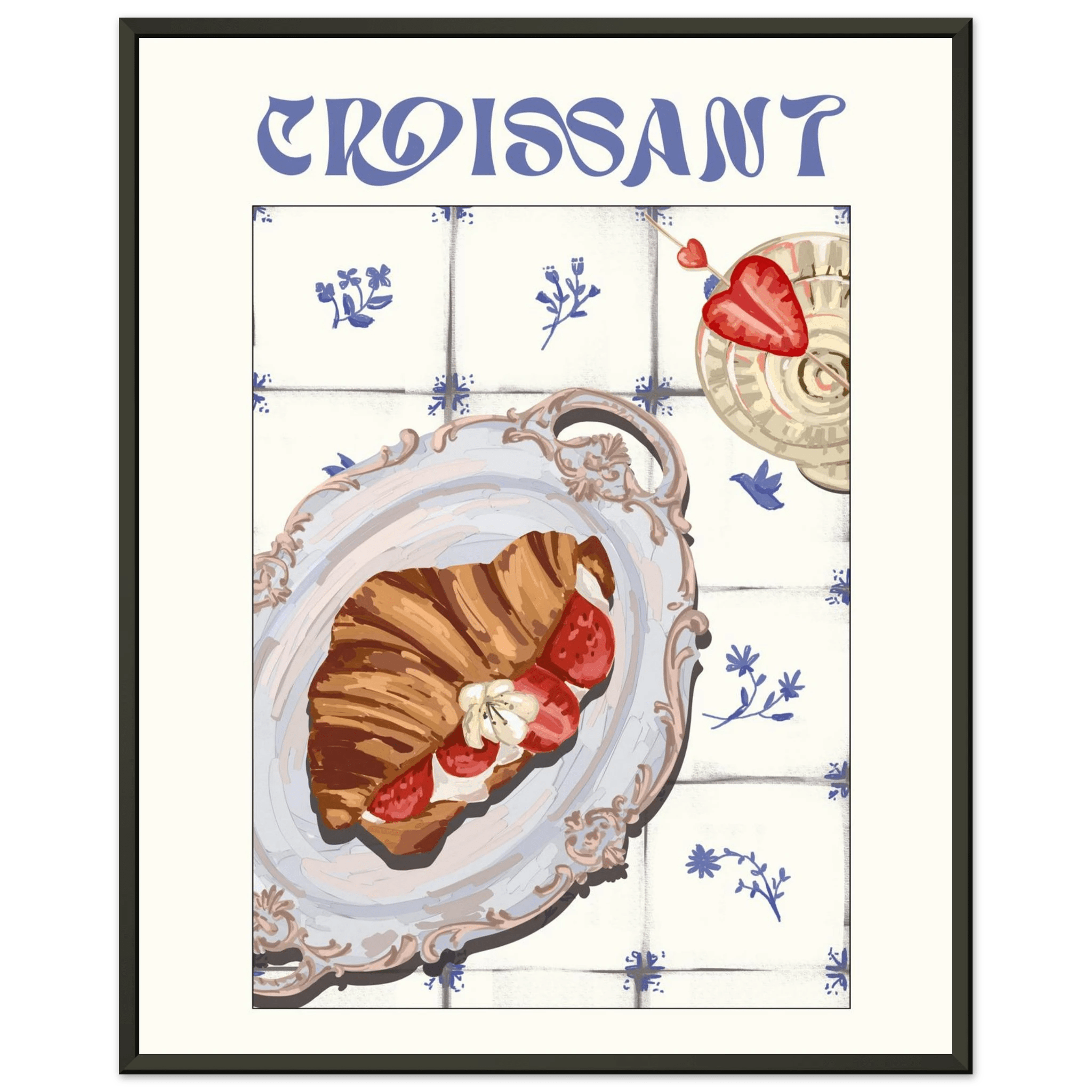 Croissant Poster – Charming French Breakfast Kitchen Wall Art Print (Digital & Printed Options) - Evergreen Posters