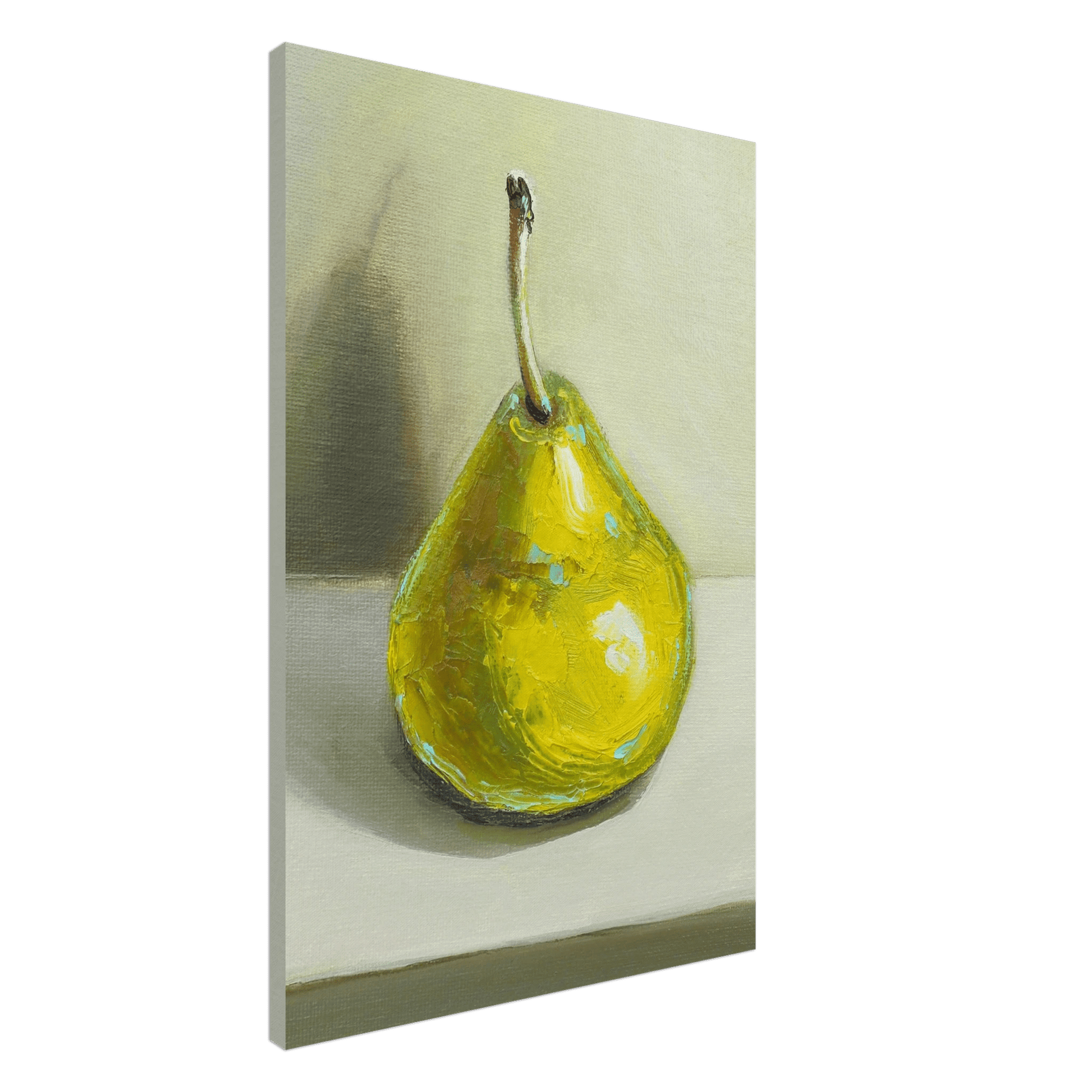 Pear Print | Green Pear Oil Painting Wall Art | Kitchen Poster - Evergreen Posters