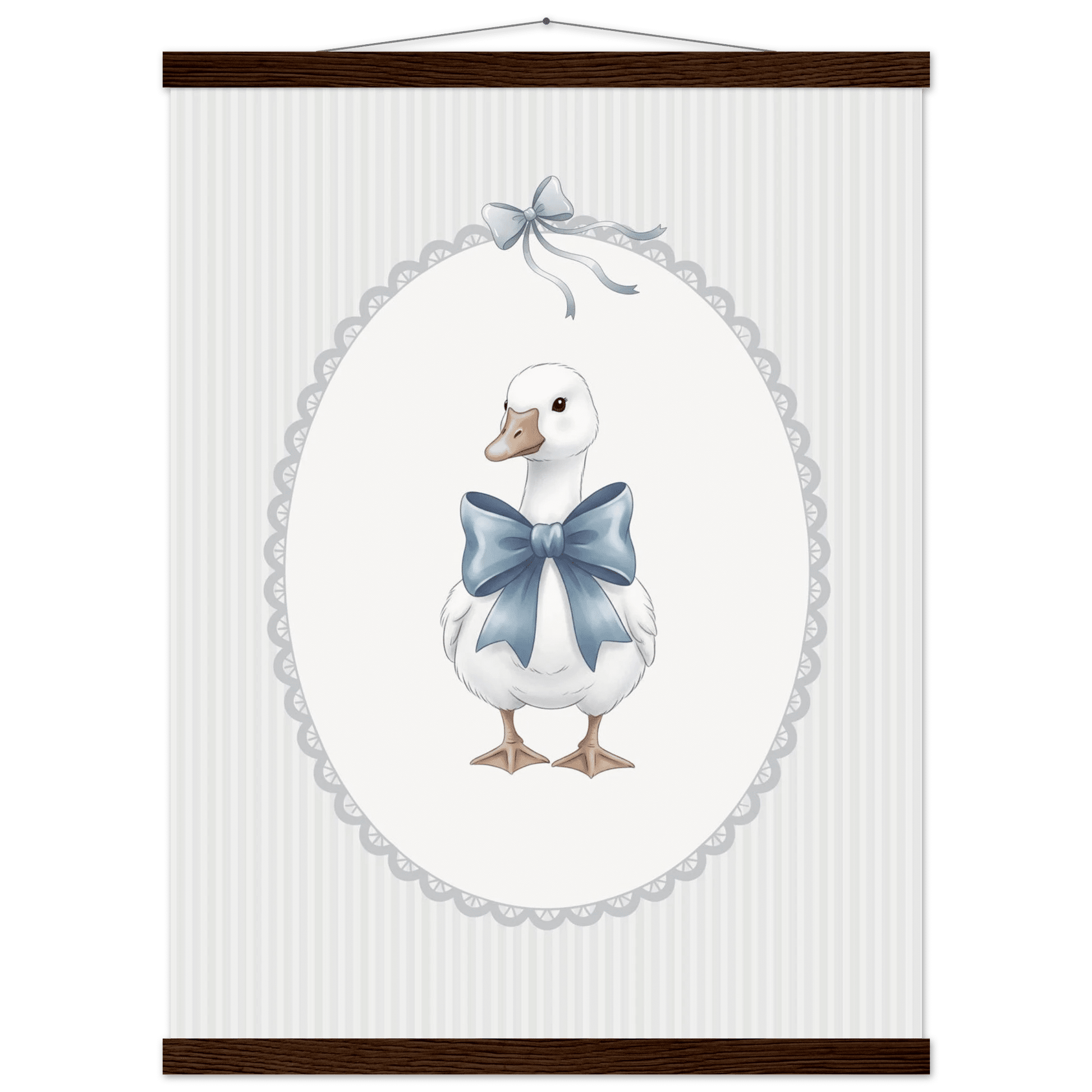 Blue Bow Duck Nursery Poster – Sweet Baby Room Wall Art Print - Evergreen Posters