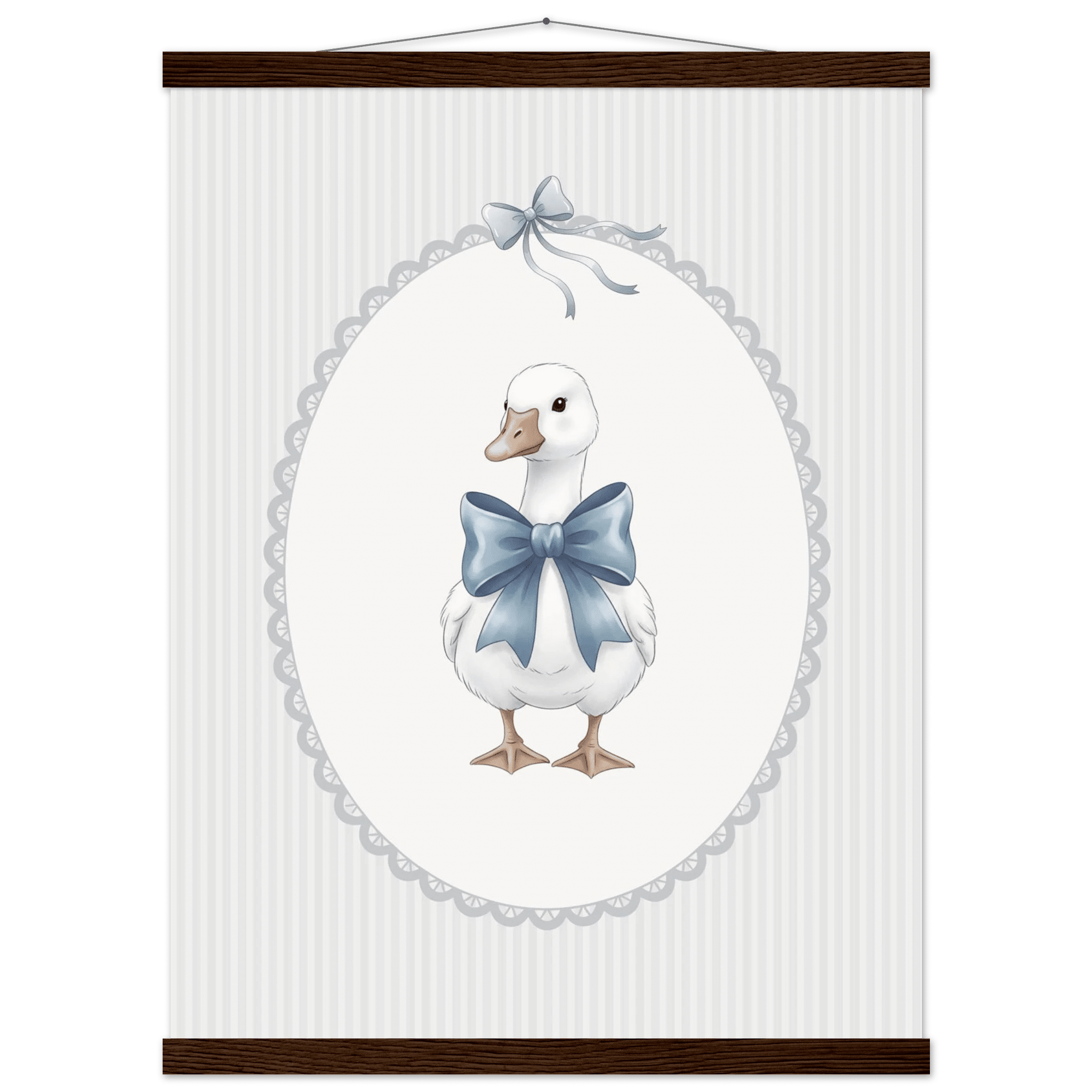 Blue Bow Duck Nursery Poster – Sweet Baby Room Wall Art Print - Evergreen Posters