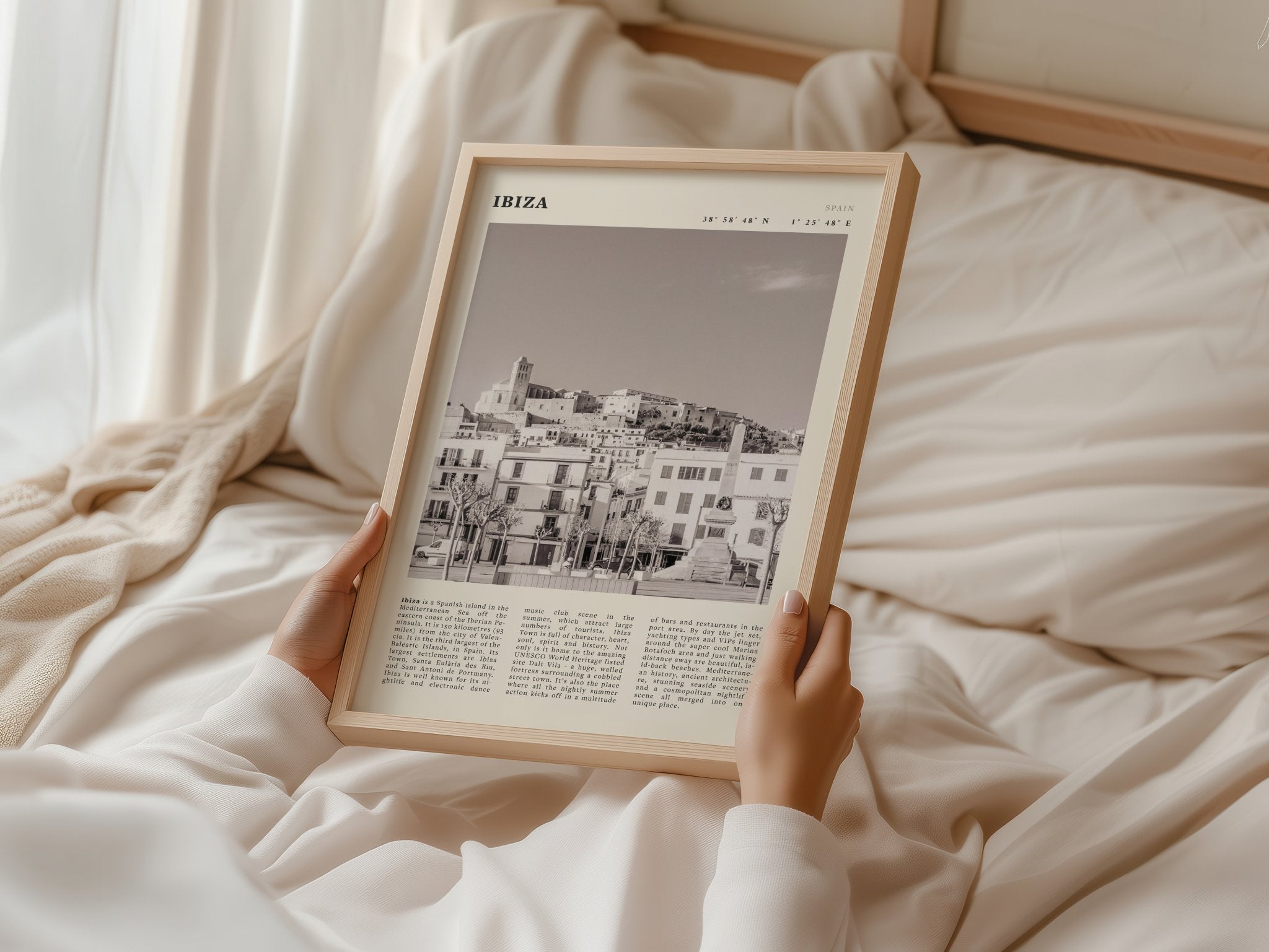 Ibiza Poster | Black & White Spanish Island Wall Art | Spain Travel Print - Evergreen Posters