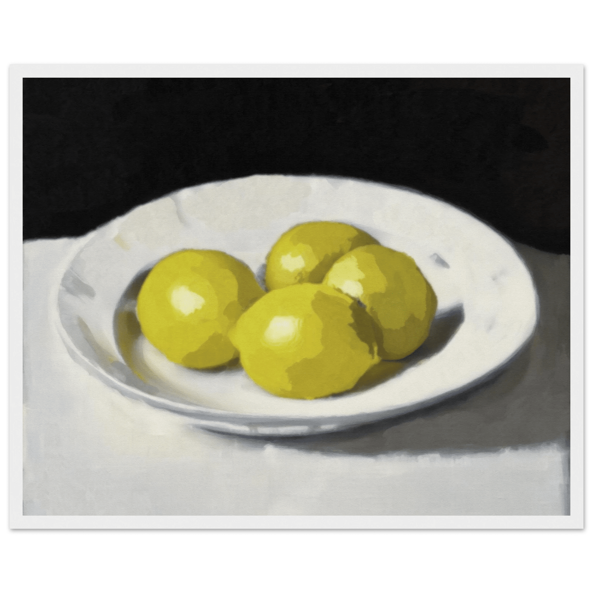 Lemons Print | Three Lemons Oil Painting Wall Art | Kitchen Still Life Poster - Evergreen Posters