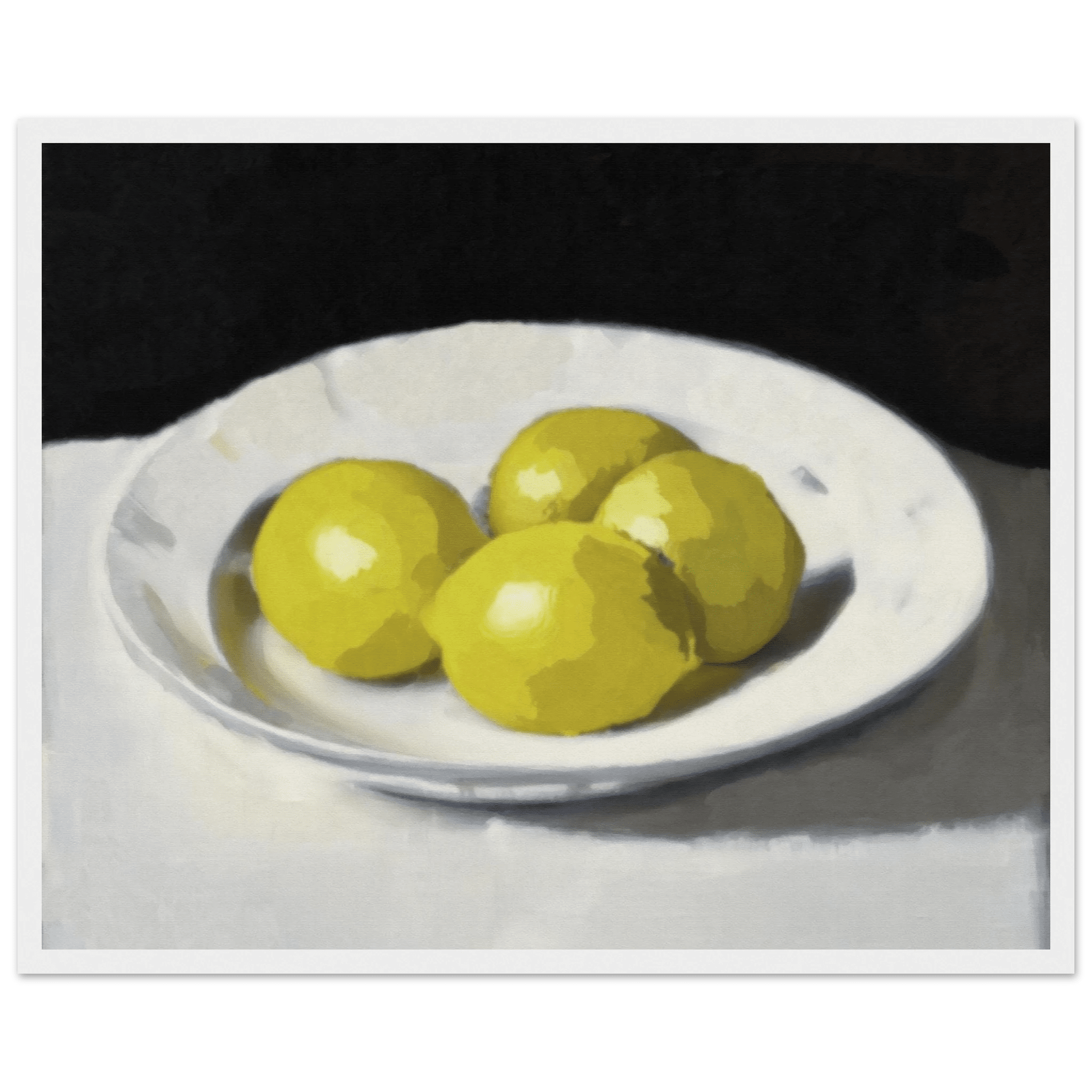 Lemons Print | Three Lemons Oil Painting Wall Art | Kitchen Still Life Poster - Evergreen Posters