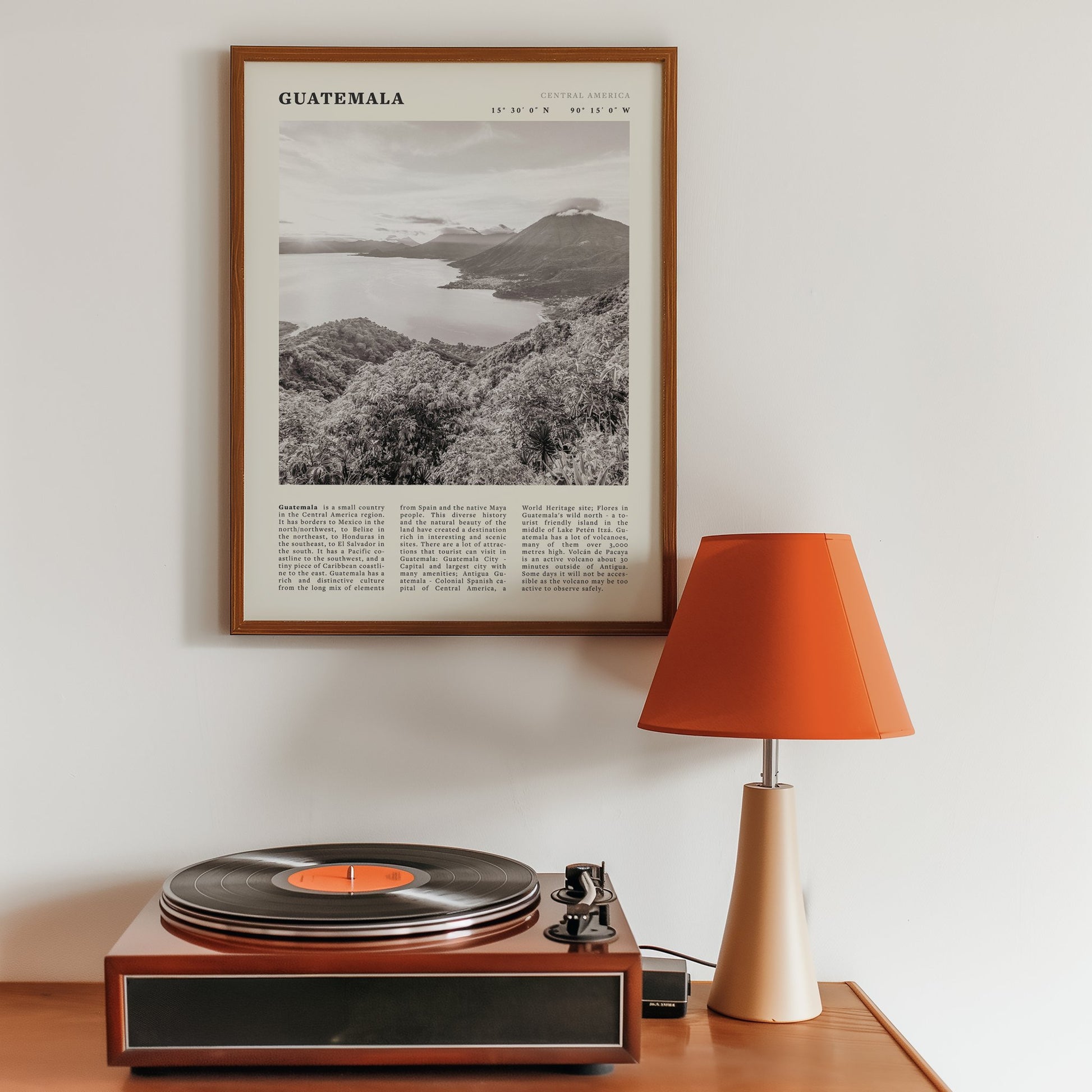 Guatemala Poster | Black & White Lake Atitlan Wall Art | Central America Travel Print - Evergreen Posters