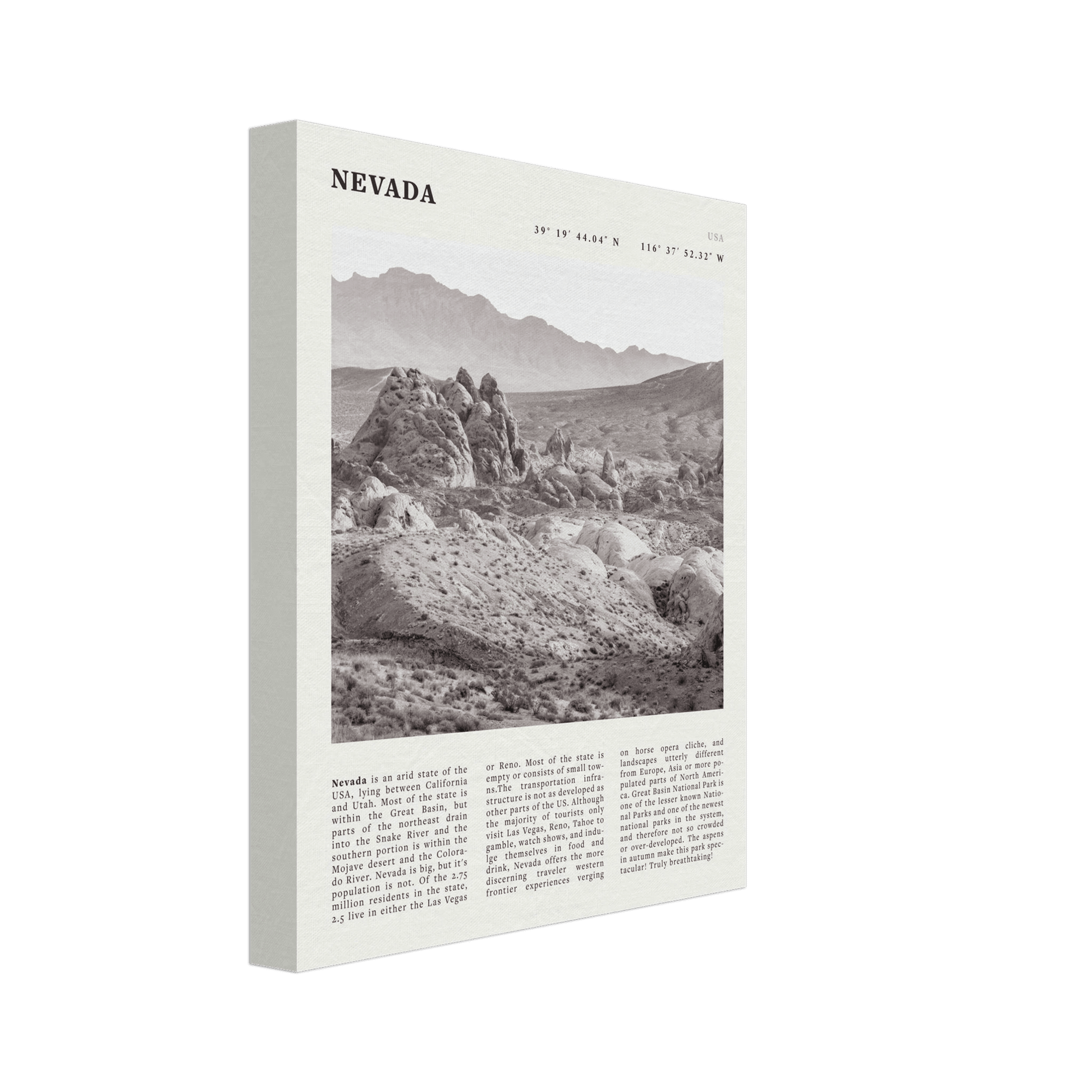 Nevada Poster | Black & White Desert Landscape Wall Art | USA Travel Print Decor - Evergreen Posters