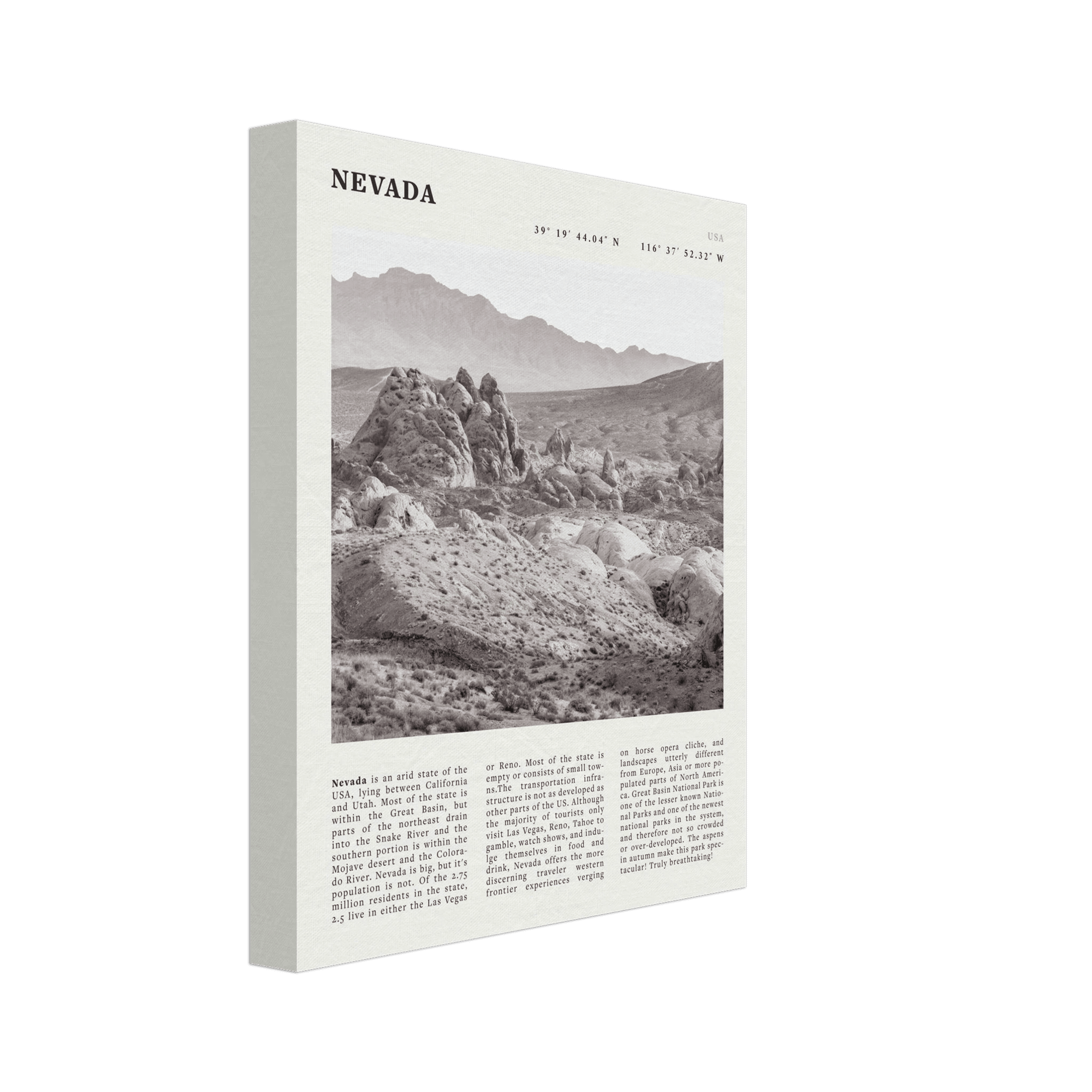 Nevada Poster | Black & White Desert Landscape Wall Art | USA Travel Print Decor - Evergreen Posters