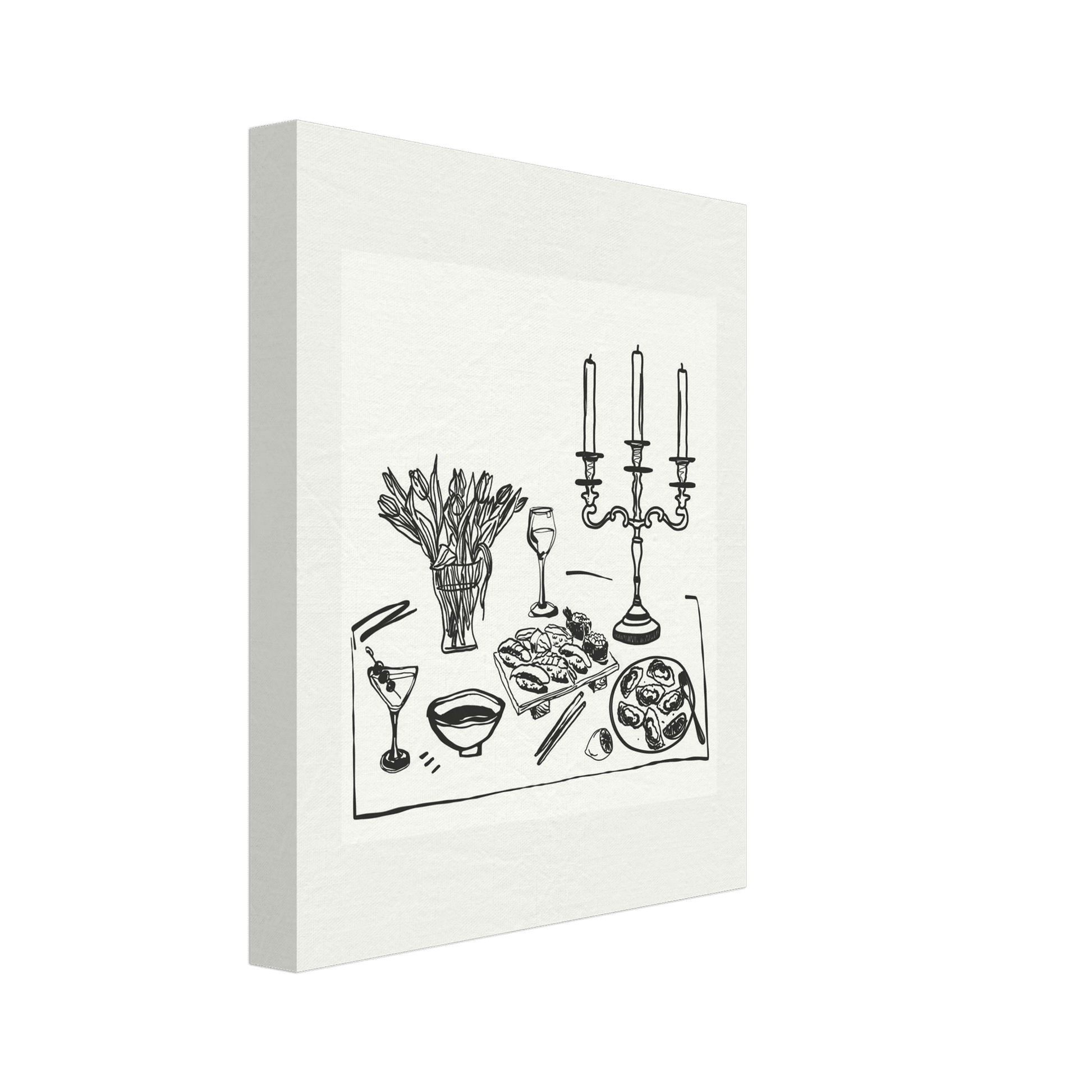 Fine Dining Table Print | Black Line Art Kitchen Wall Art | Elegant Dining Room Poster - Evergreen Posters