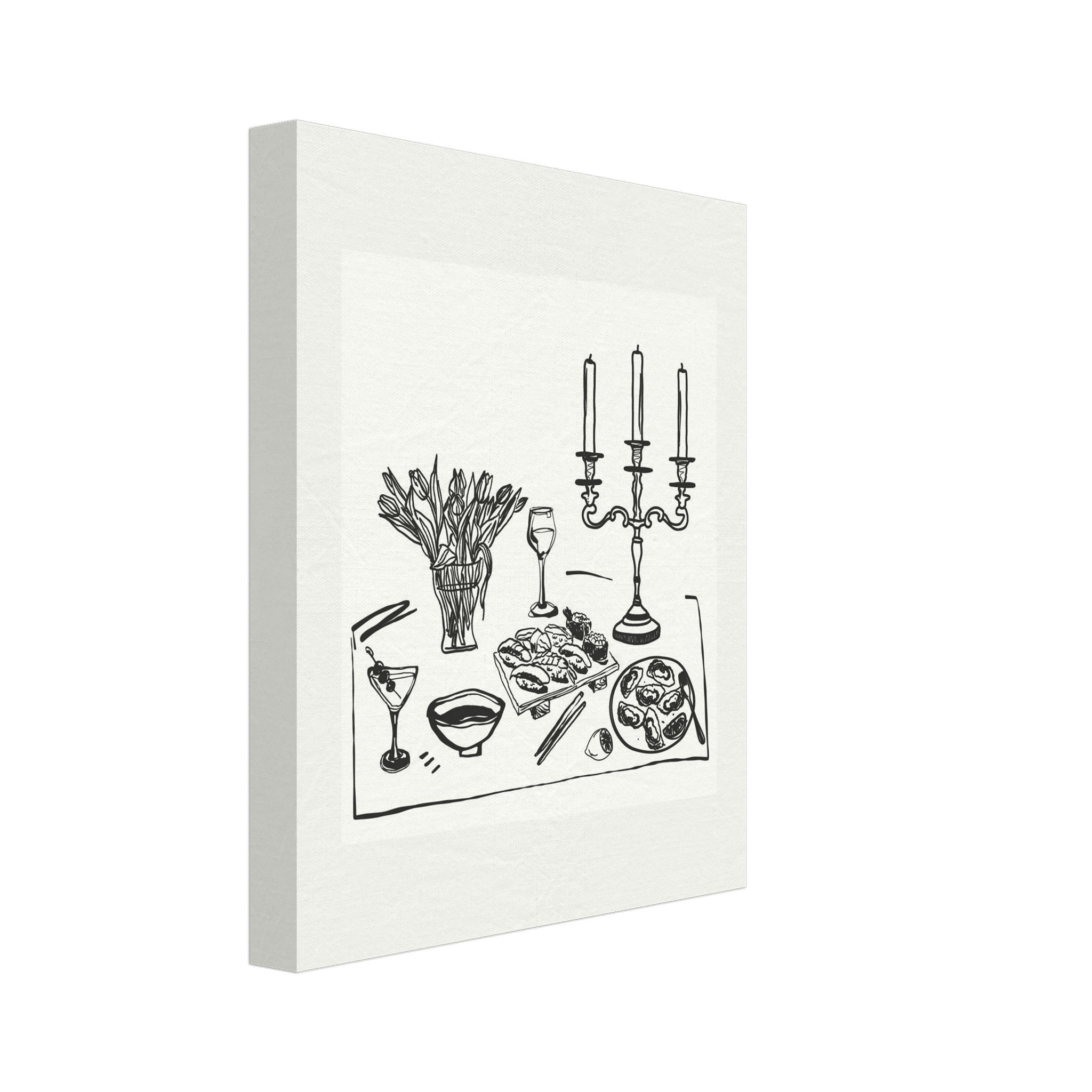 Fine Dining Table Print | Black Line Art Kitchen Wall Art | Elegant Dining Room Poster - Evergreen Posters