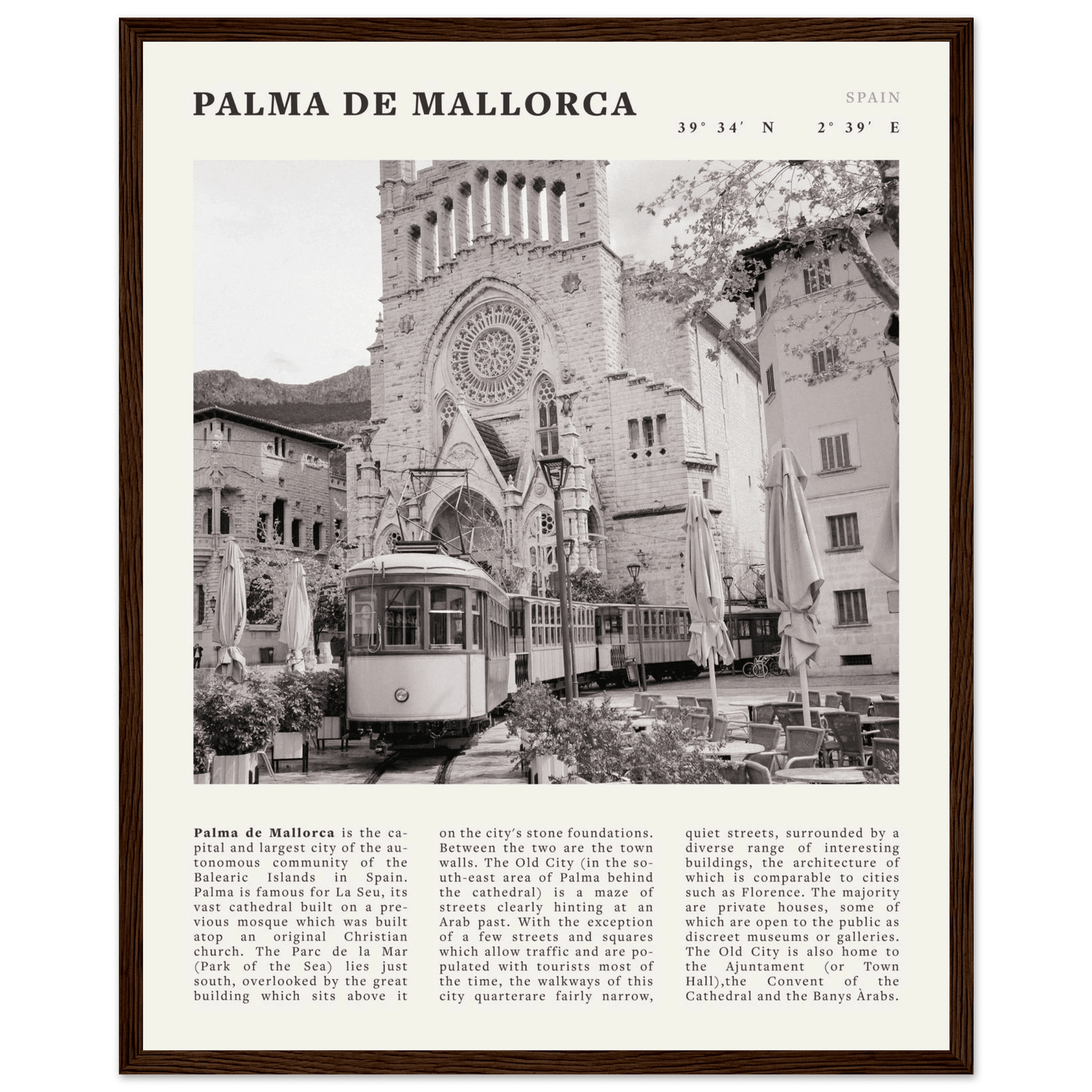 Palma de Mallorca Poster | Black & White Spain Wall Art | Travel Print | Mediterranean Decor - Evergreen Posters