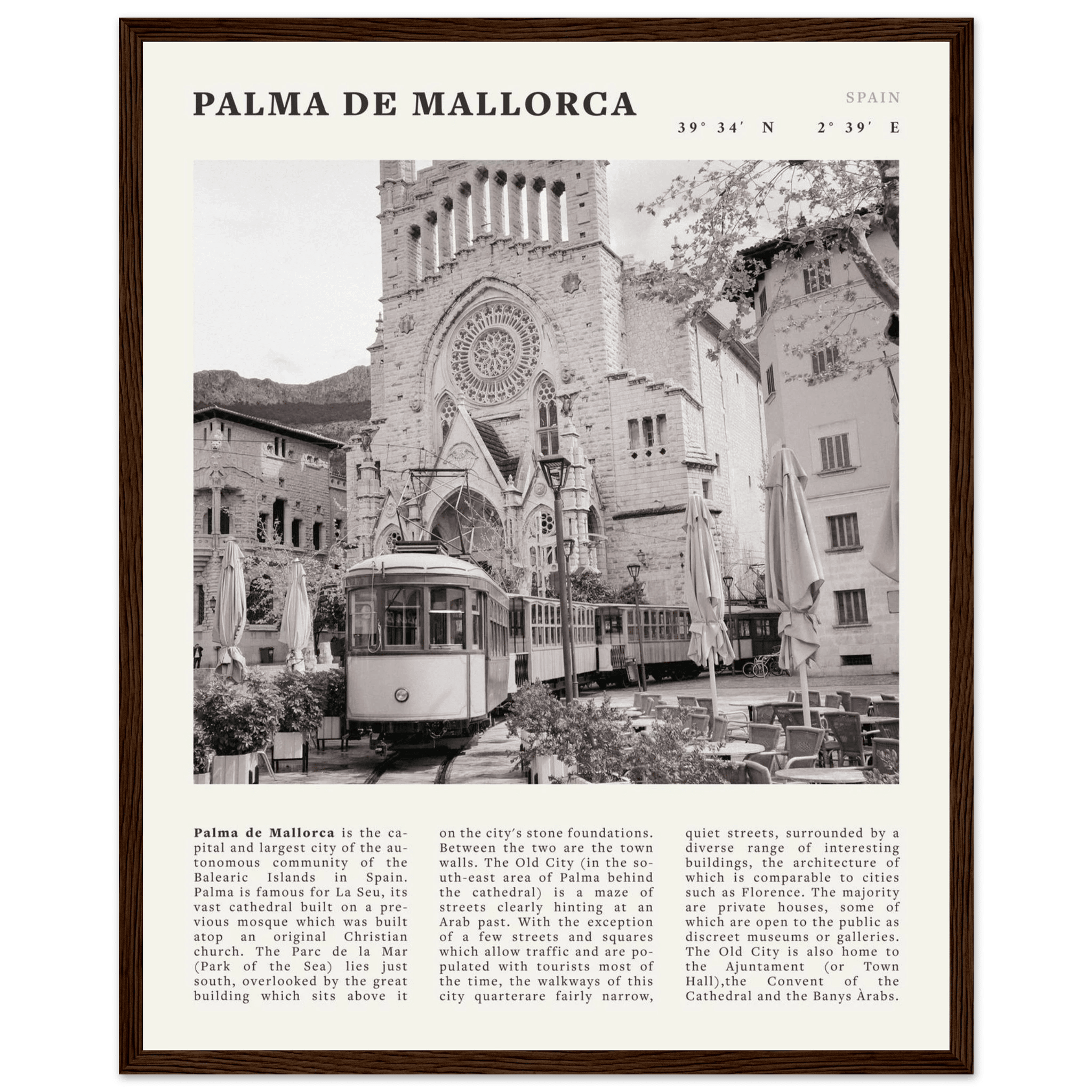 Palma de Mallorca Poster | Black & White Spain Wall Art | Travel Print | Mediterranean Decor - Evergreen Posters