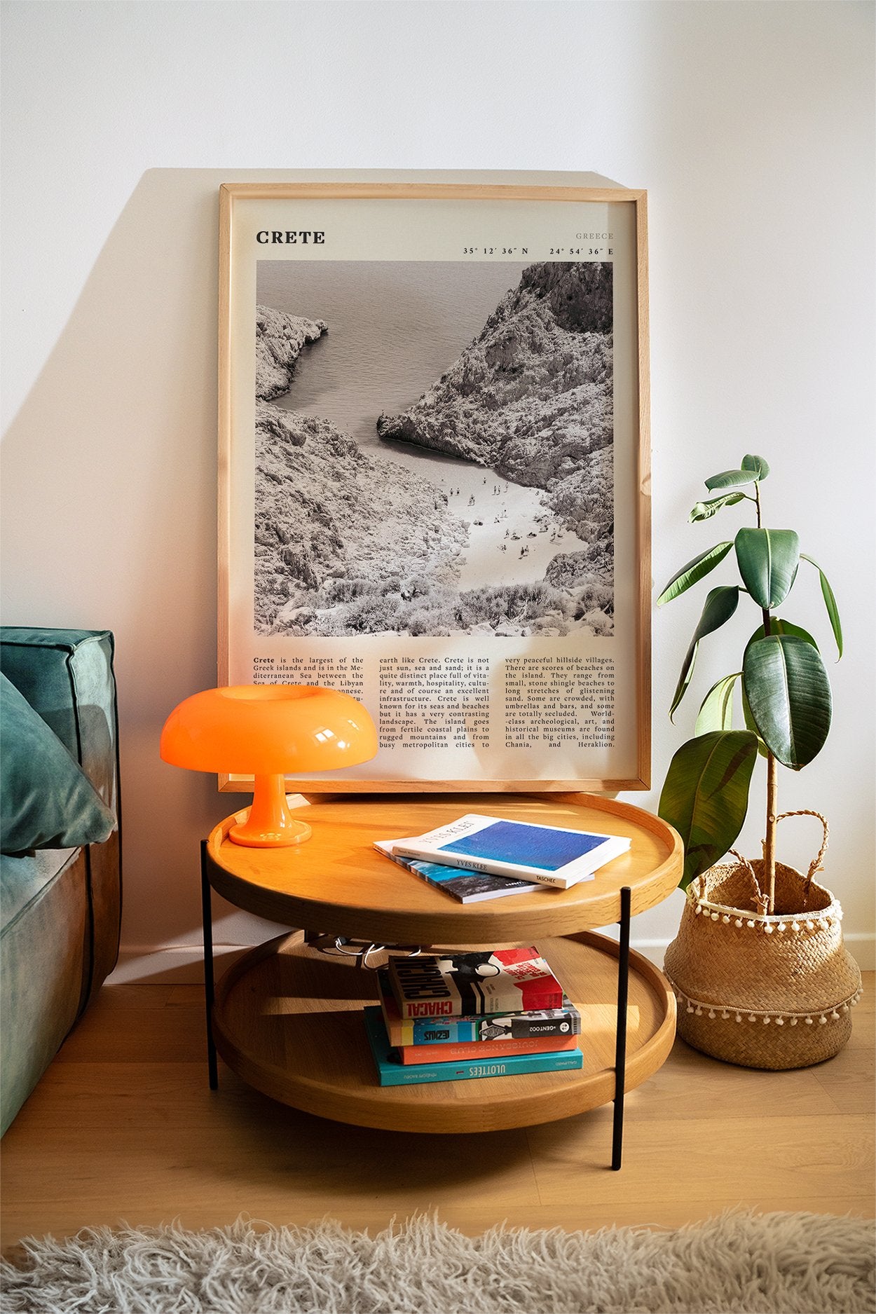 Crete Poster | Black & White Greece Beach Wall Art | Mediterranean Travel Print - Evergreen Posters