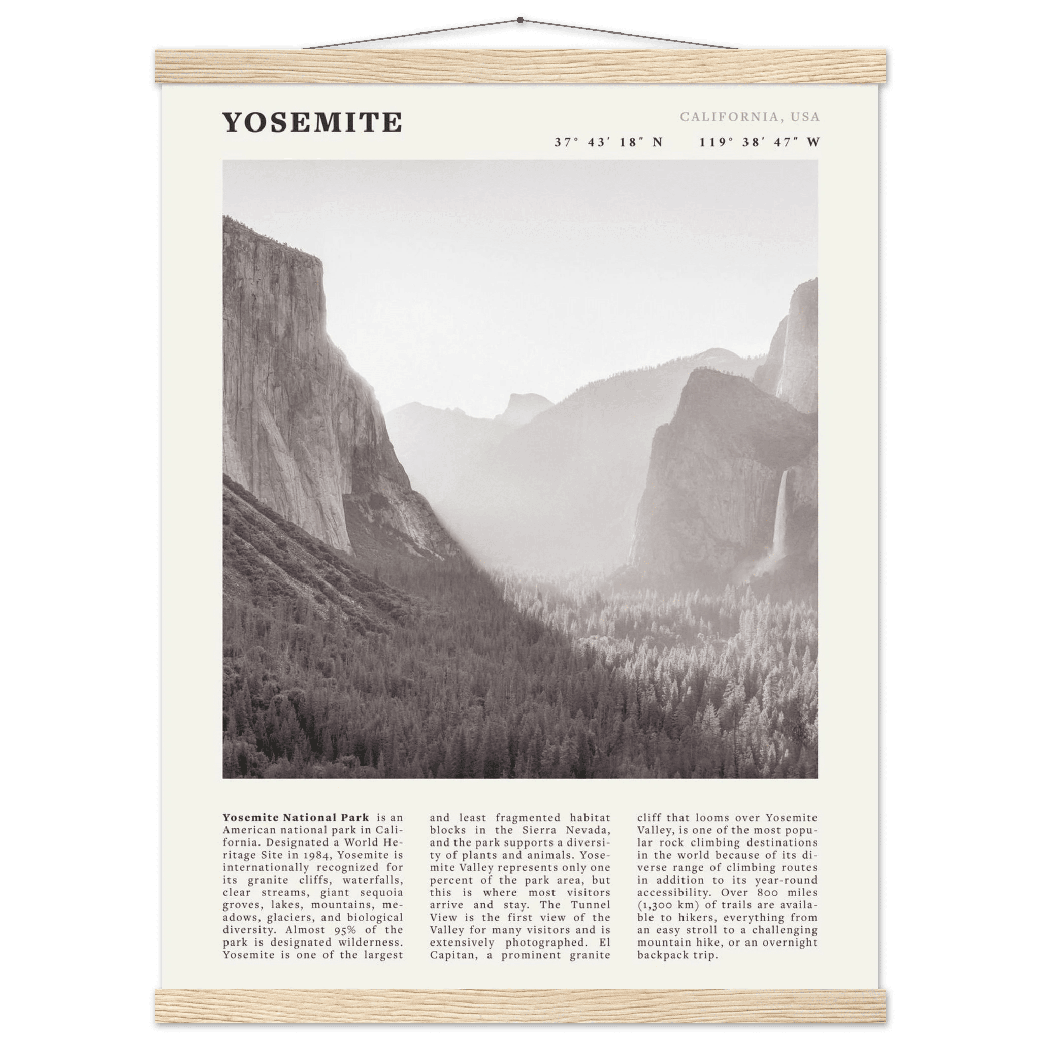 Yosemite Poster | Black & White National Park Wall Art | California Nature Print - Evergreen Posters