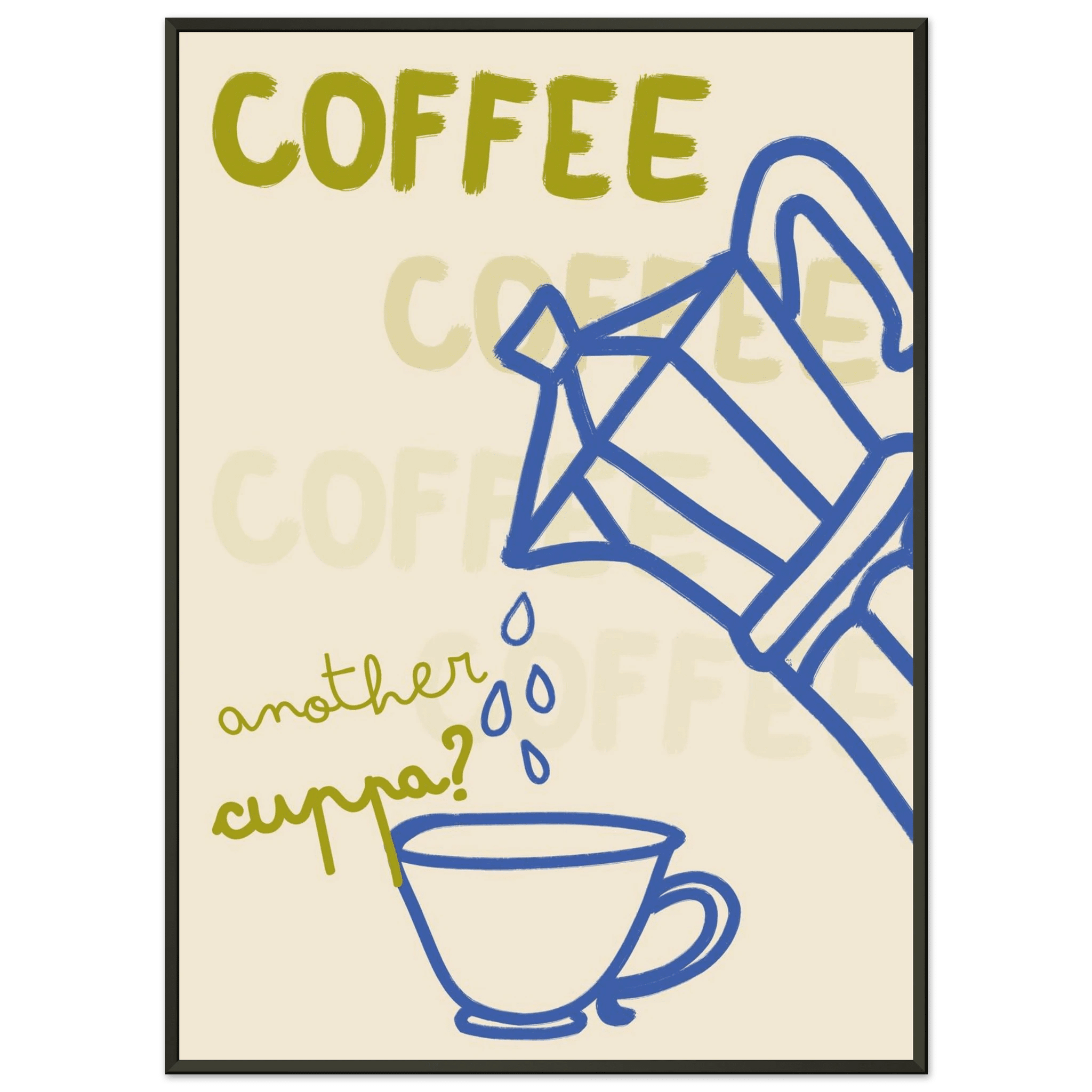 Coffee Print | Another Cuppa Moka Pot Wall Art | Kitchen Coffee Poster - Evergreen Posters