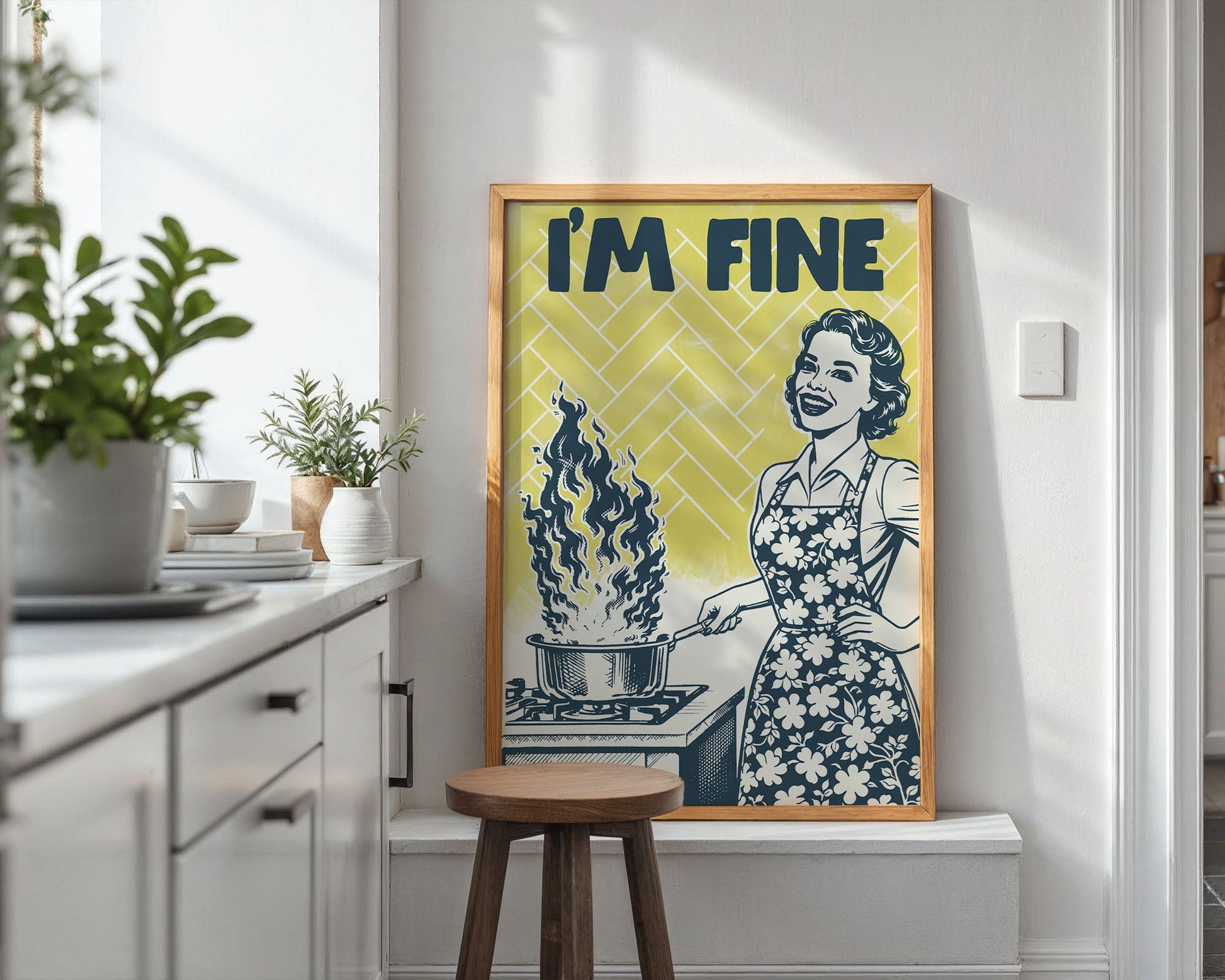 I'm Fine Poster – Funny Retro Kitchen Wall Art Print (Digital & Printed Options) - Evergreen Posters