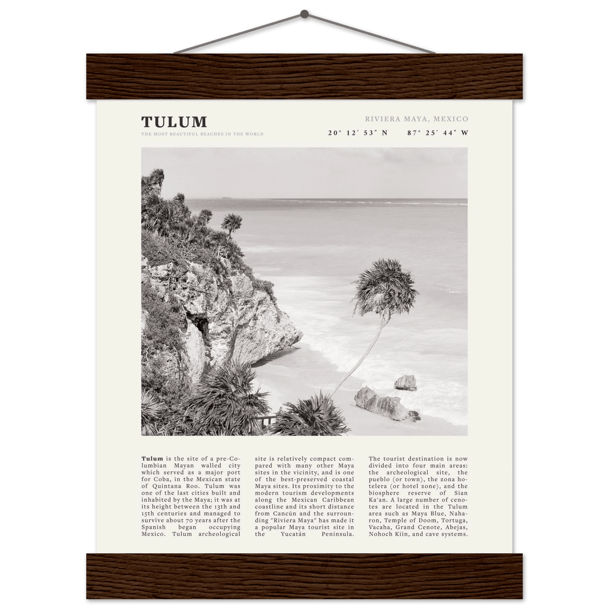 Tulum Poster | Black & White Riviera Maya Mexico Wall Art | Beach Travel Print - Evergreen Posters