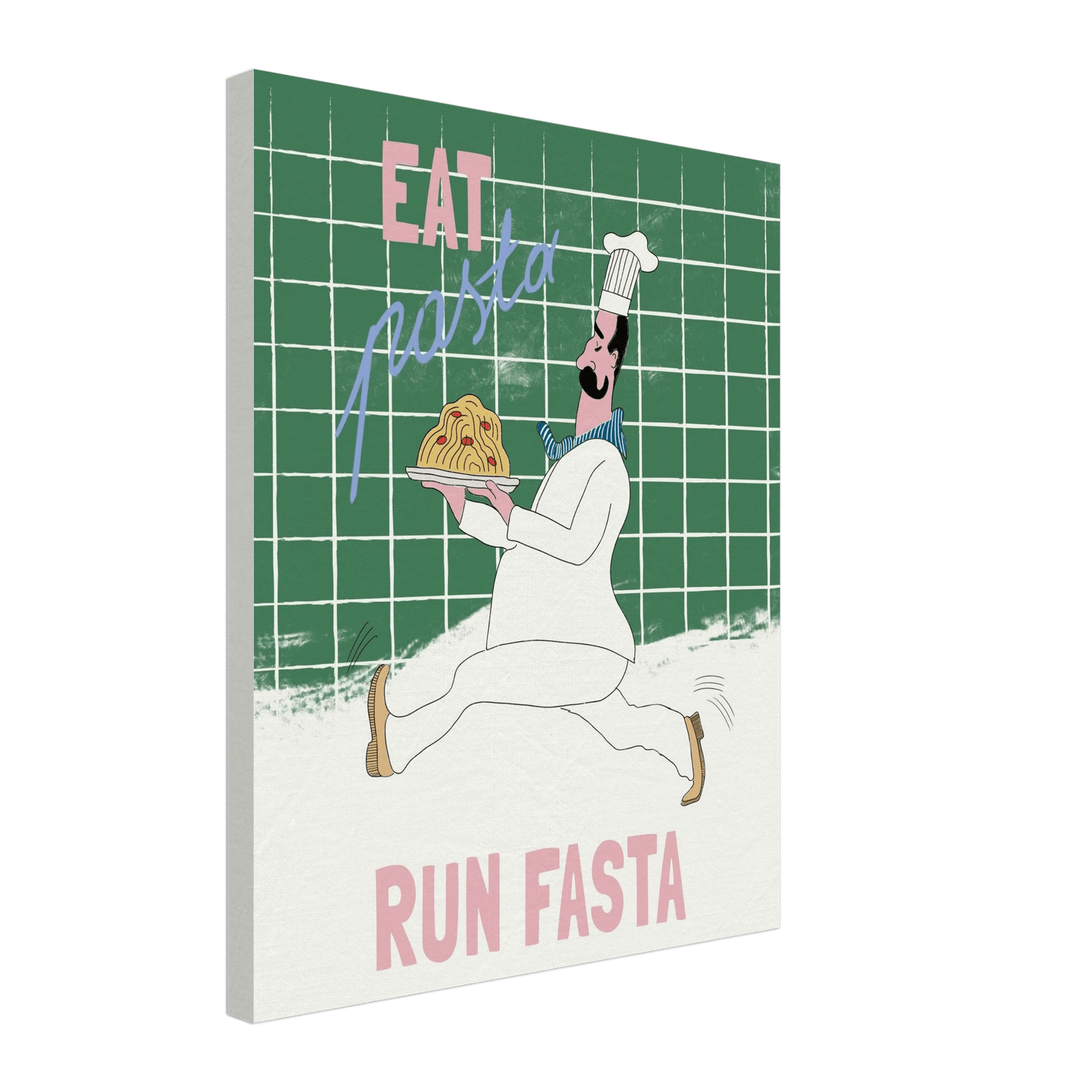 Eat Pasta Run Fasta Poster – Playful Kitchen Wall Art Print (Green Edition) - Evergreen Posters