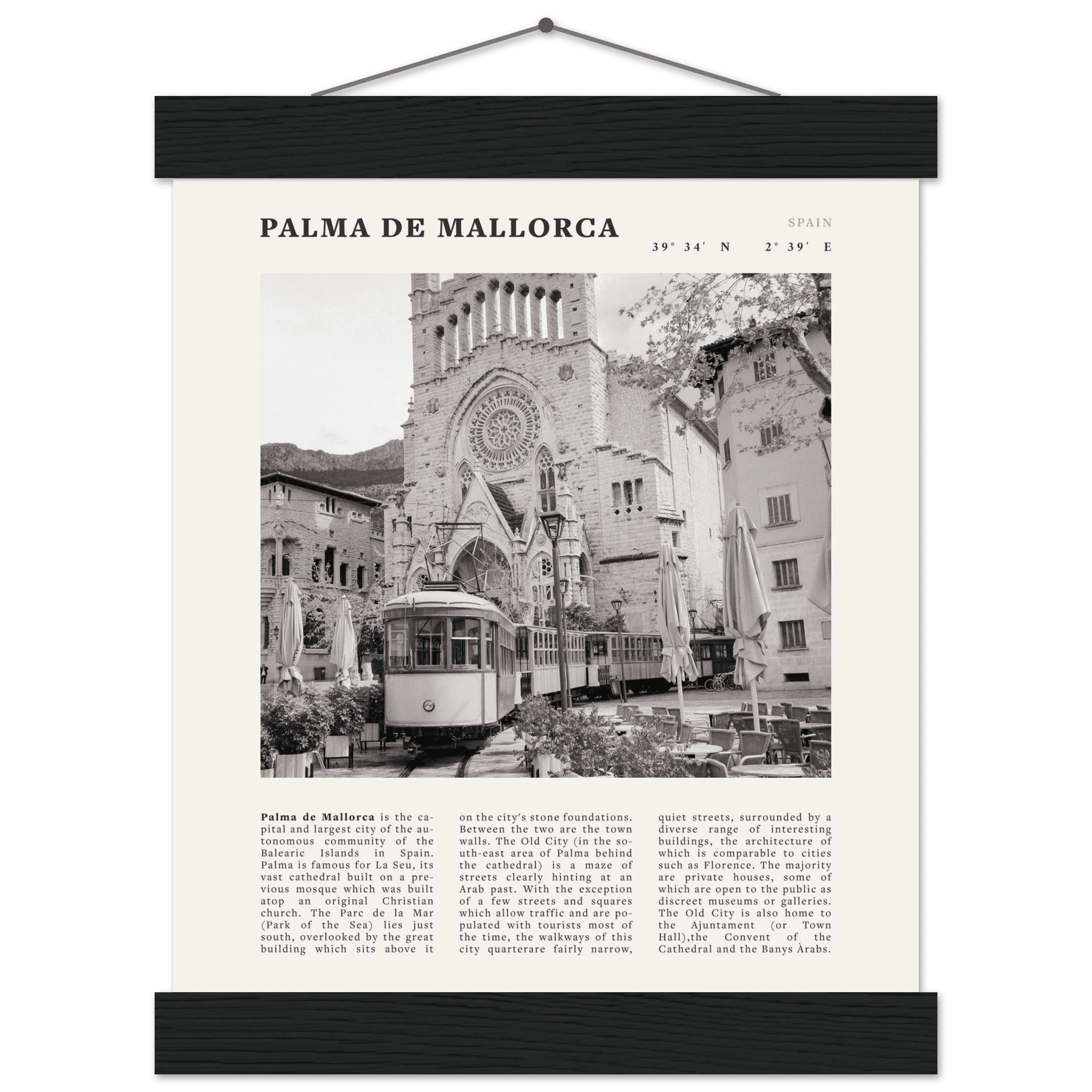 Palma de Mallorca Poster | Black & White Spain Wall Art | Travel Print | Mediterranean Decor - Evergreen Posters