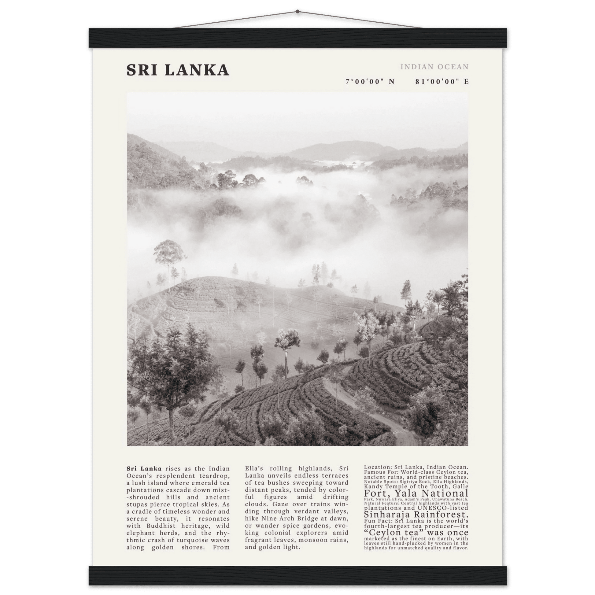 Sri Lanka Poster Black and White – Vintage Ceylon Tea Plantation Print (Digital & Printed Options) - Evergreen Posters