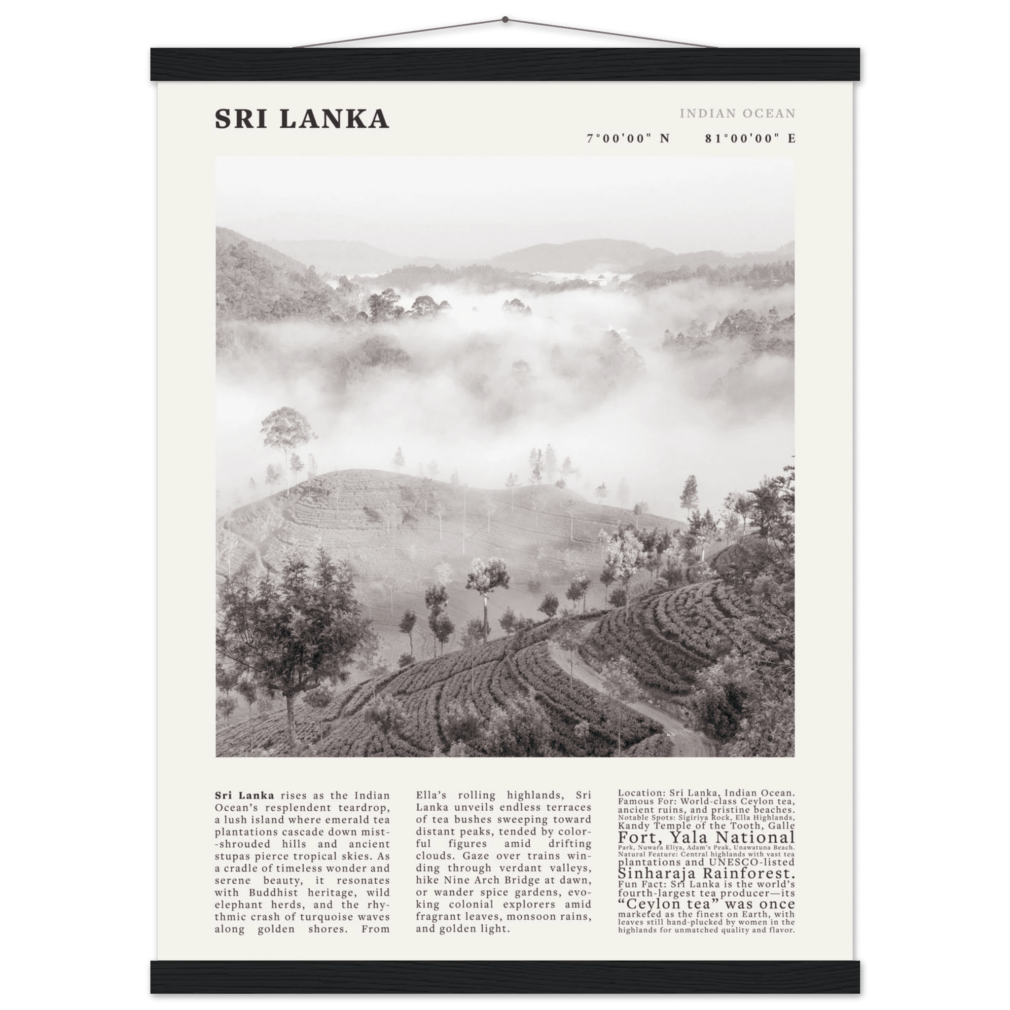 Sri Lanka Poster Black and White – Vintage Ceylon Tea Plantation Print (Digital & Printed Options) - Evergreen Posters