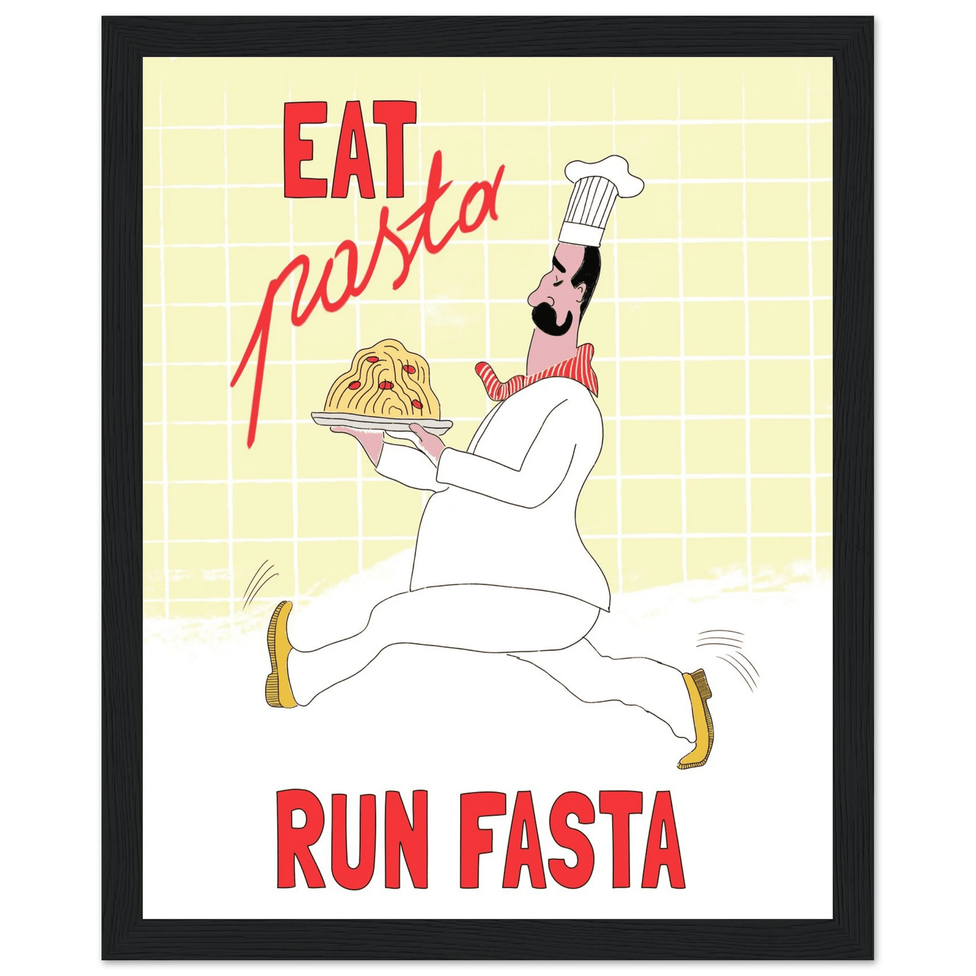 Eat Pasta Run Fasta Poster – Playful Kitchen Wall Art Print (Digital & Printed Options) - Evergreen Posters