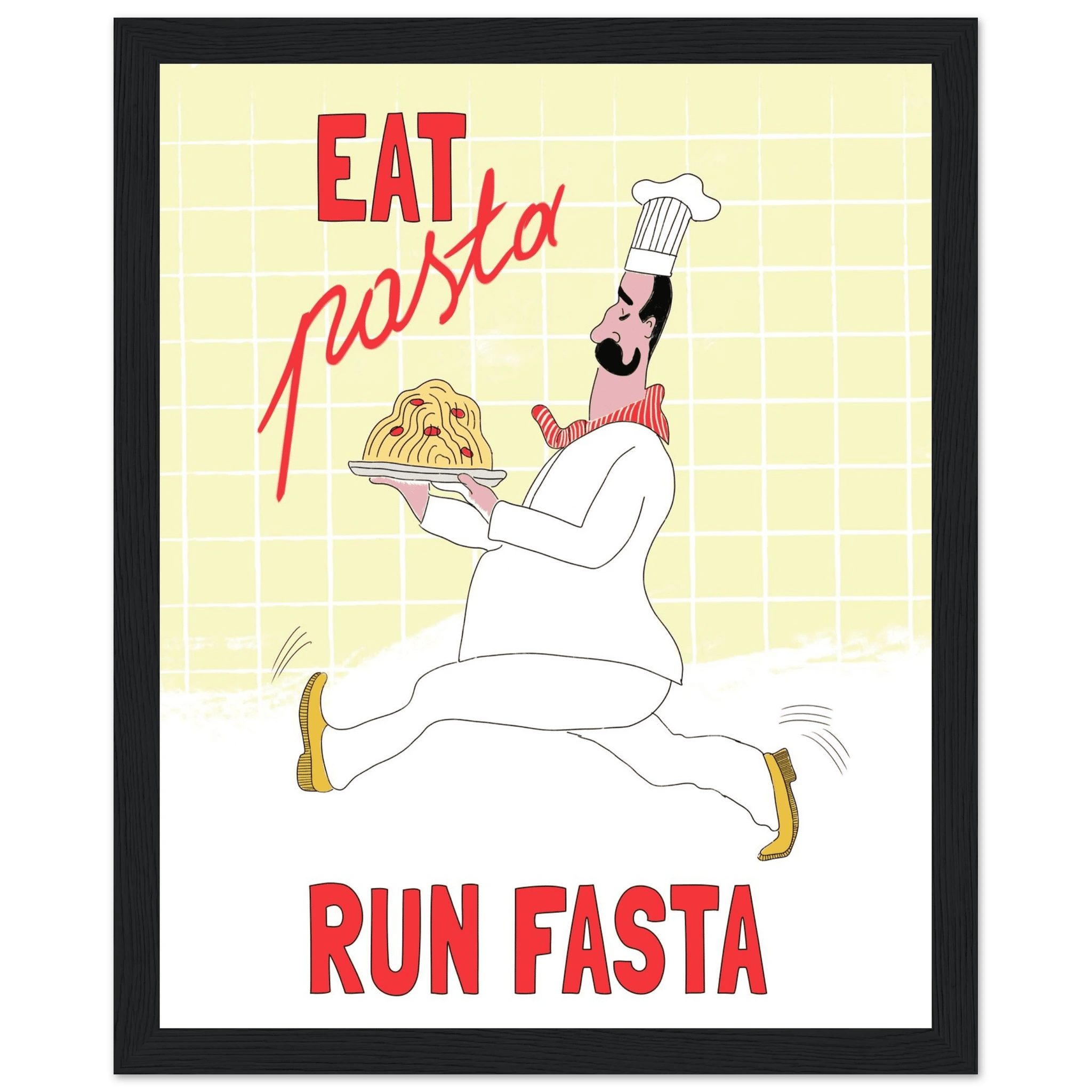 Eat Pasta Run Fasta Poster – Playful Kitchen Wall Art Print (Digital & Printed Options) - Evergreen Posters