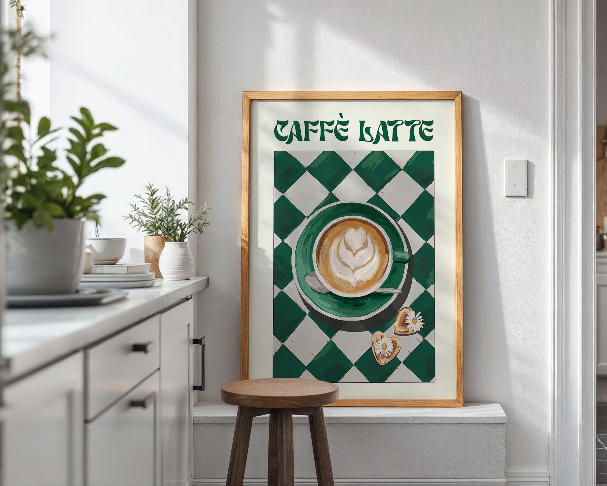 Caffè Latte Poster – Playful Coffee Kitchen Wall Art Print (Digital & Printed Options) - Evergreen Posters