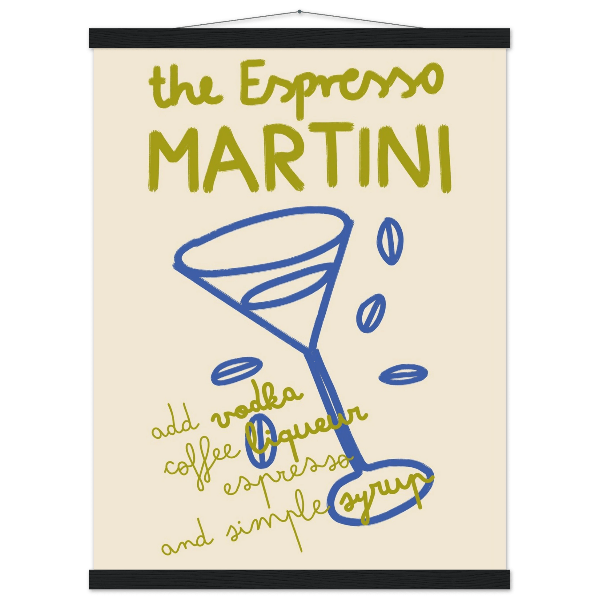 Espresso Martini Print | Cocktail Recipe Wall Art | Kitchen Bar Poster - Evergreen Posters